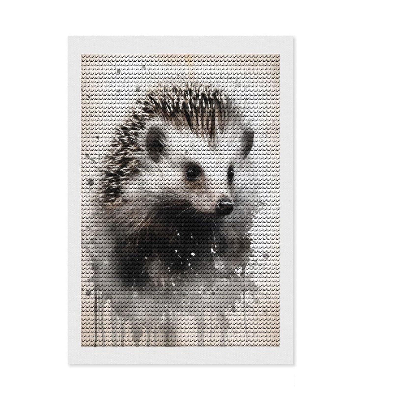 Junmoney Hedgehog Beauty Watercolor Full Drill Diamond Painting Kit 8"x12", Neat Printed Canvas, Sparkling Round Gems, Easy Handmade Project