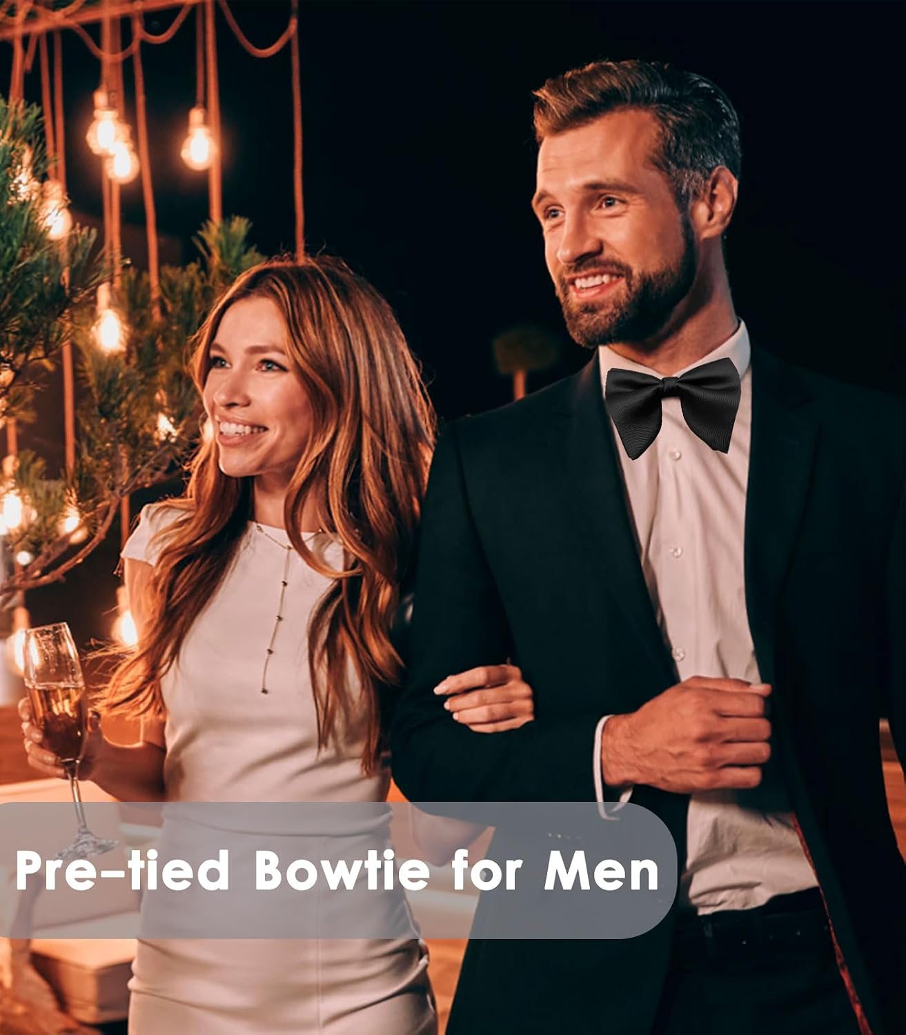 Luckyvestir Oversized Bow Ties for Men, Pre Tied Clip on Men's Black Bowtie for Wedding Tuxedo Banquets Formal Wear