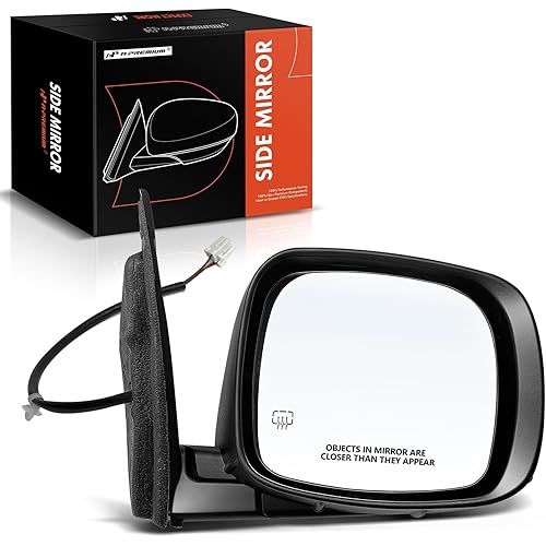 A-Premium Passenger Side Power Door Mirror - Compatible with Dodge Grand Caravan 2011-2020 & Chrysler Town & Country 2011-2016 - Heated Manual Folding Black Outside Rear View Mirror