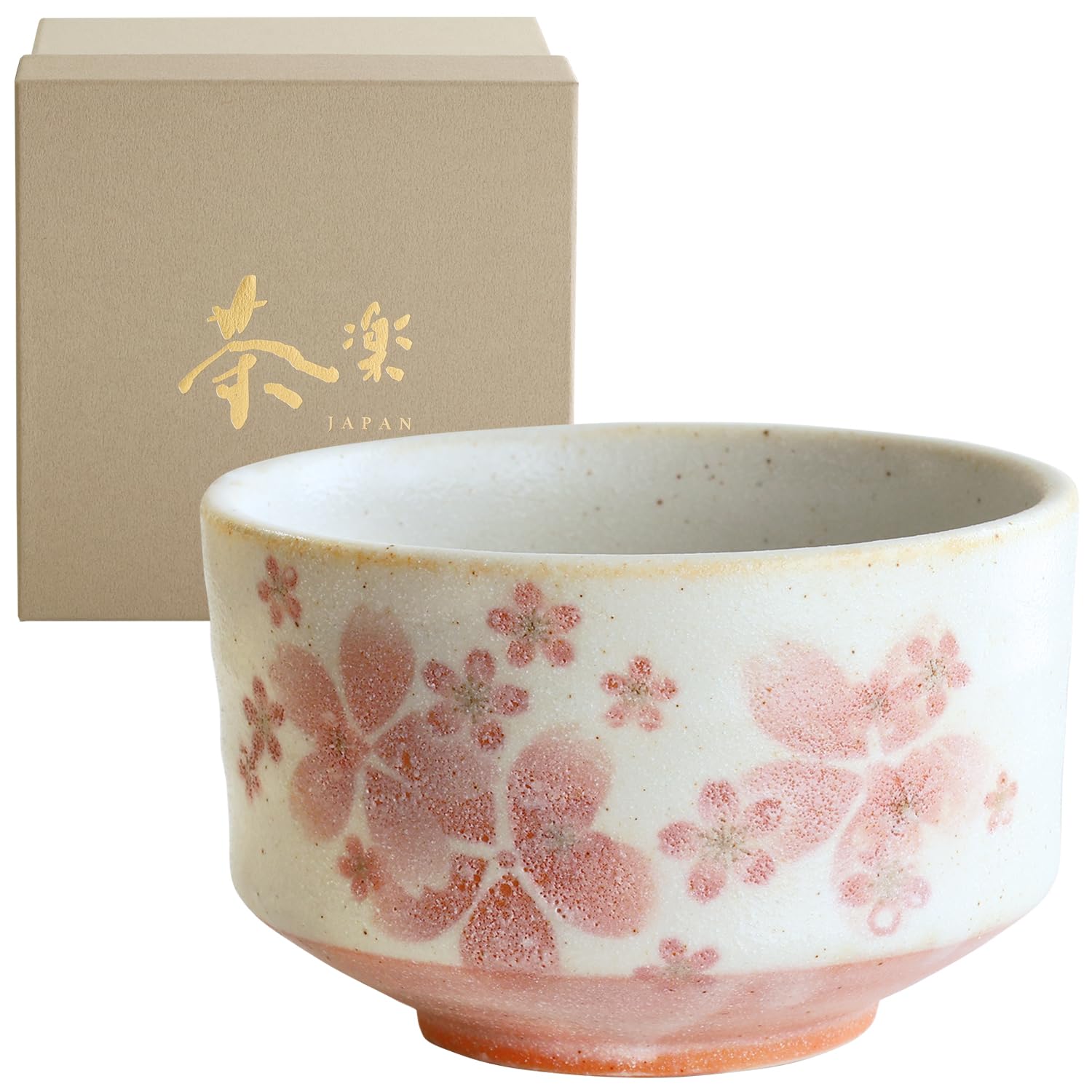 Mino Ware Sakura Matcha Chawan Bowl Pink Cherry Blossom 4.3in 14oz Japan