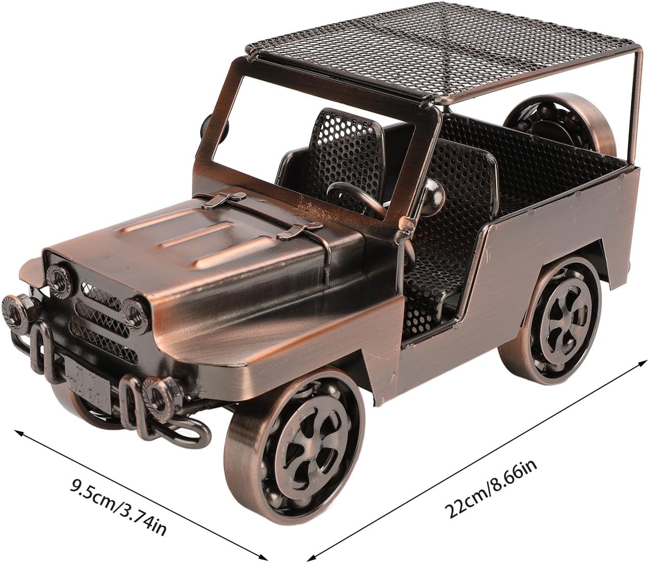 Vintage Die Cast Metal Car Figure Antique Model Toy Car Home Decor Ornament for Entryway TV Wine Cabinet (Reddish Bronze Color)
