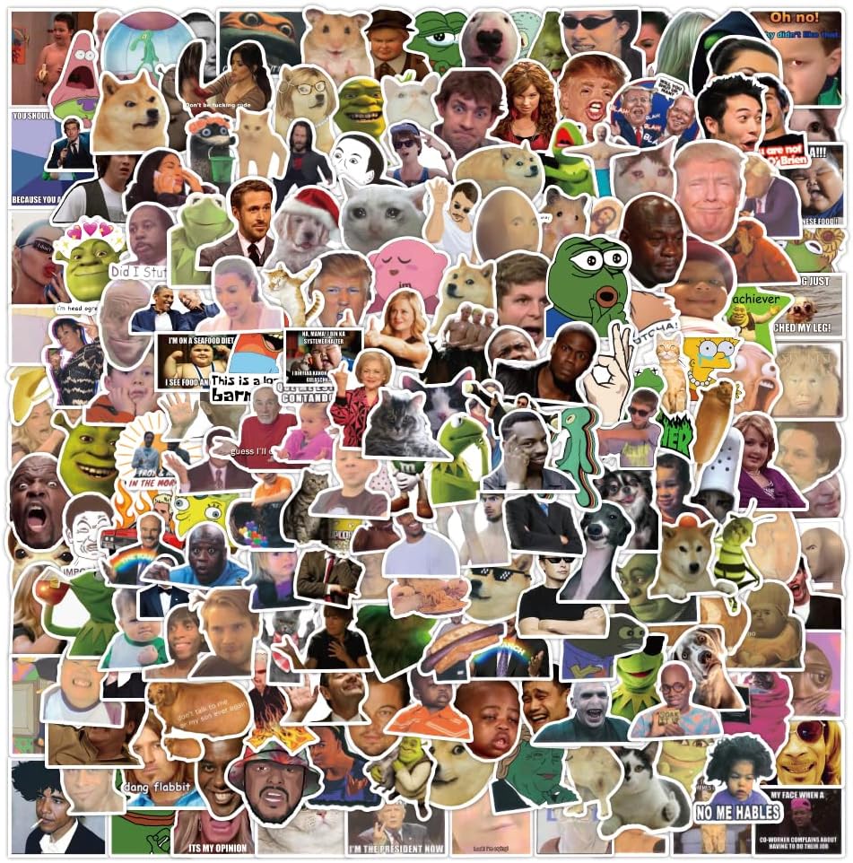 200 Pcs Social Memes Funny Water Bottle Laptop Computer Skateboard Phone Luggage Guitar DIY Decal Stickers,Album, Crafts, Calendar, Planner Aesthetic Interesting Meme Stickers
