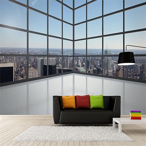 Miniatura 3 de Murales de pared de arquitectura urbana de estilo europeo, estéreo 3D para balcón, ventanas de vidrio, papel tapiz 3D, calcomanías de pared a prueba