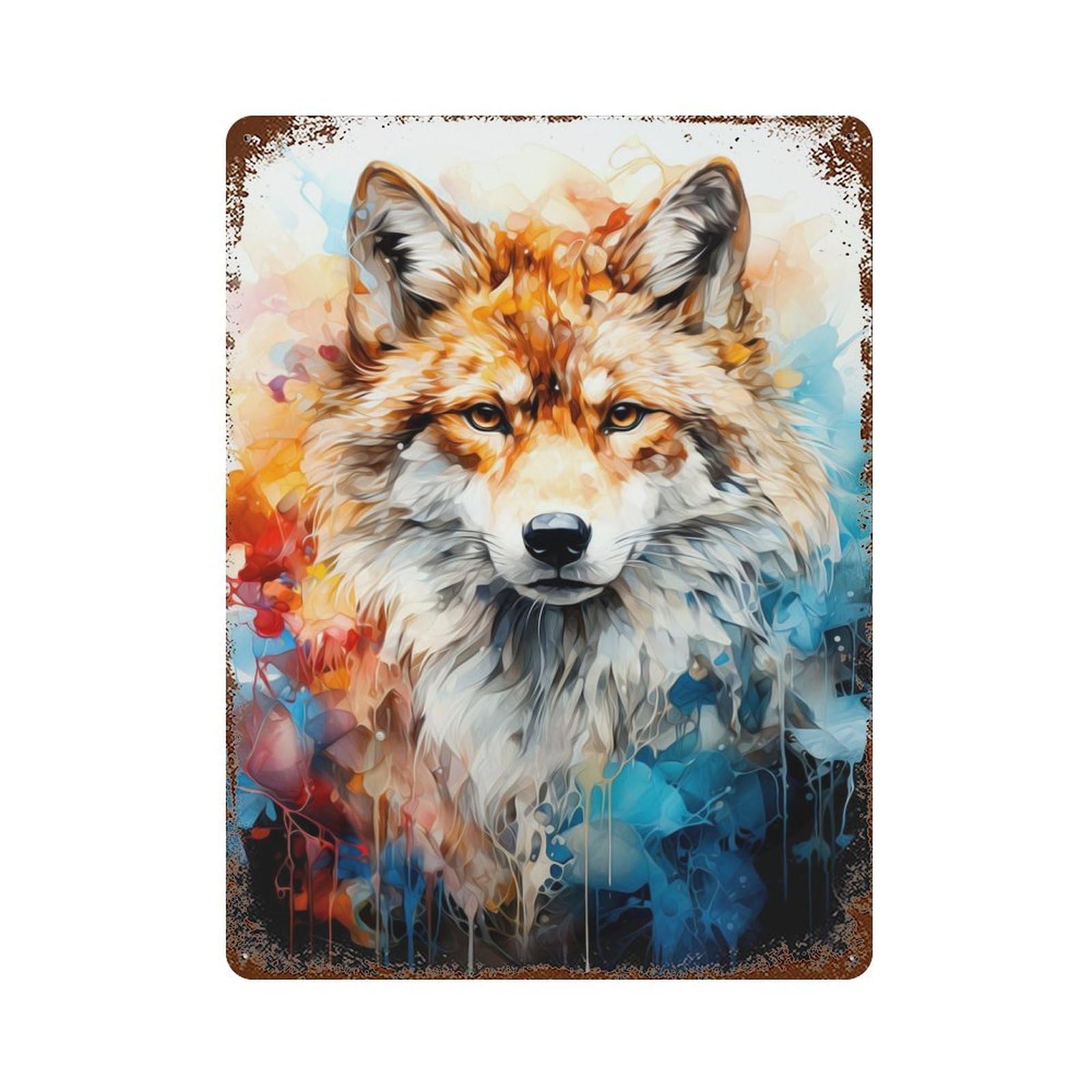 Garage Style Wolf Decorative Tin Sign 15.7"x11.8", Farmhouse Wall Decor for Bar And Workshop