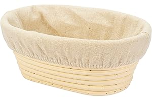 8 Inch Oval Long Banneton Brotform Bread Dough Proofing Rising Rattan Basket & Liner