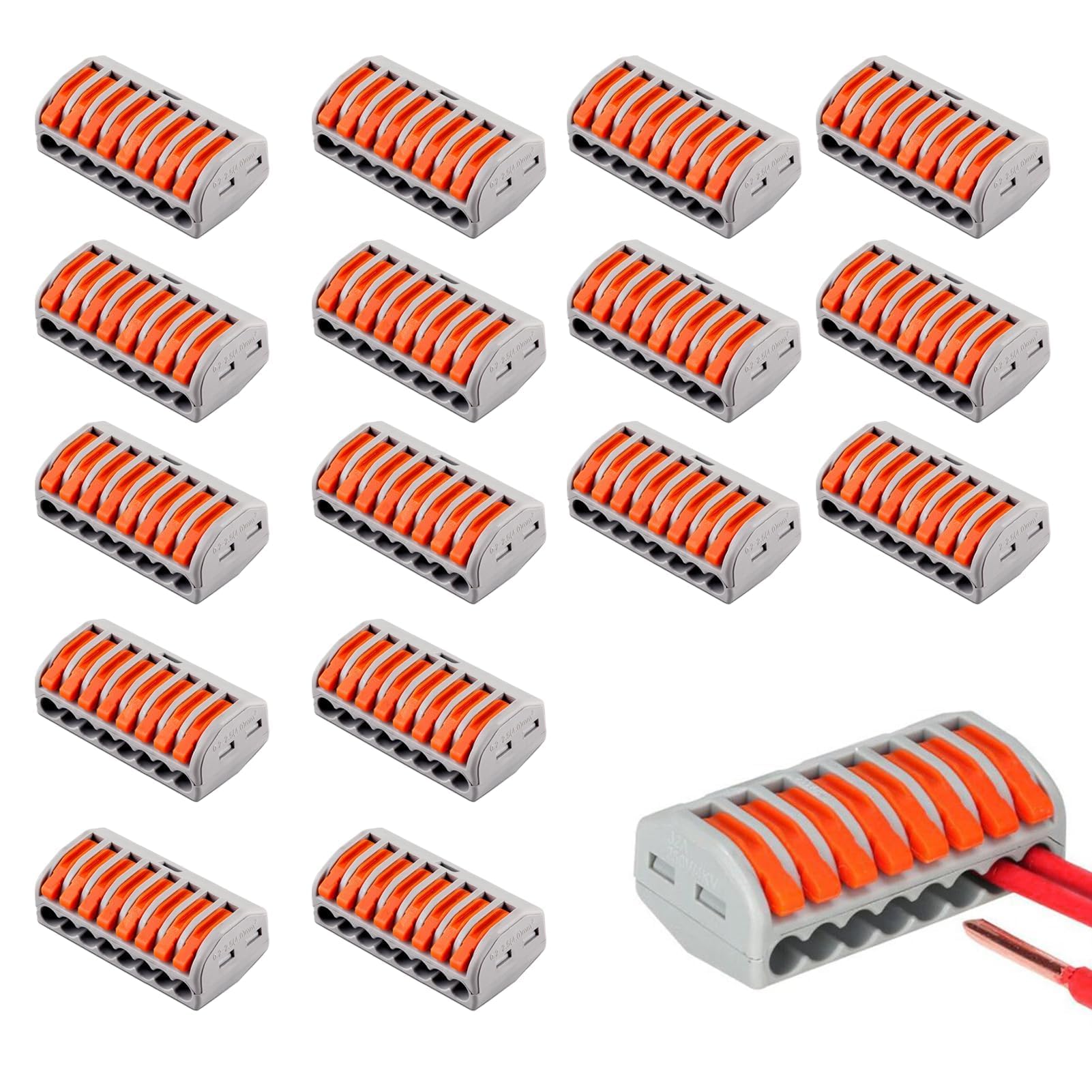 keyxer 16 Stück Kabelverbinder,Verbindungsklemme & Kabelklemmen Set: Steckbare Lüsterklemmen mit Hebel für Elektroinstallationen – Anschlussblöcke Leiter, Aktualisierte Elektro-Klemmen