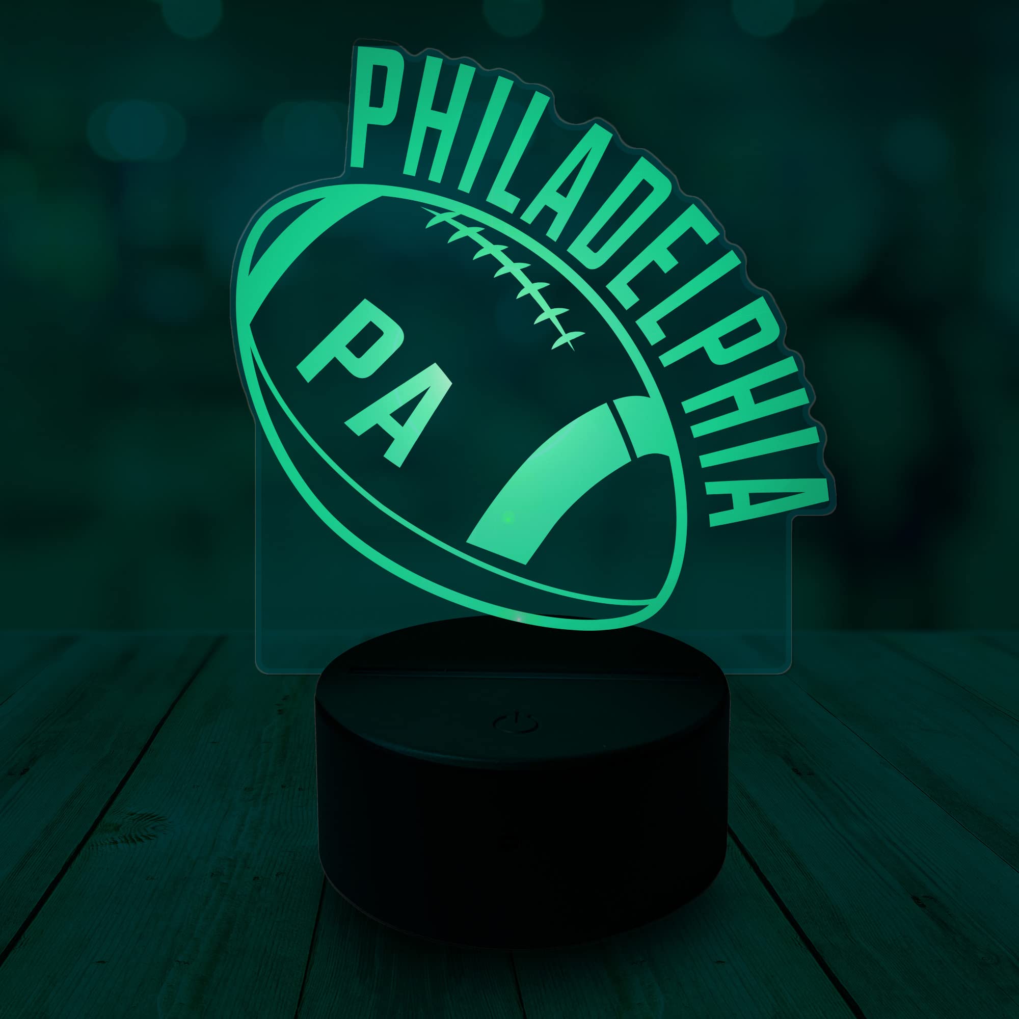 CLORURBANLIVE 3D Football Philadelphia Night Light 3D Illusion Lamp with Remote Control 16 Color Options Sports Decor Lighting for Fans (Philadelphia Multicoloured)