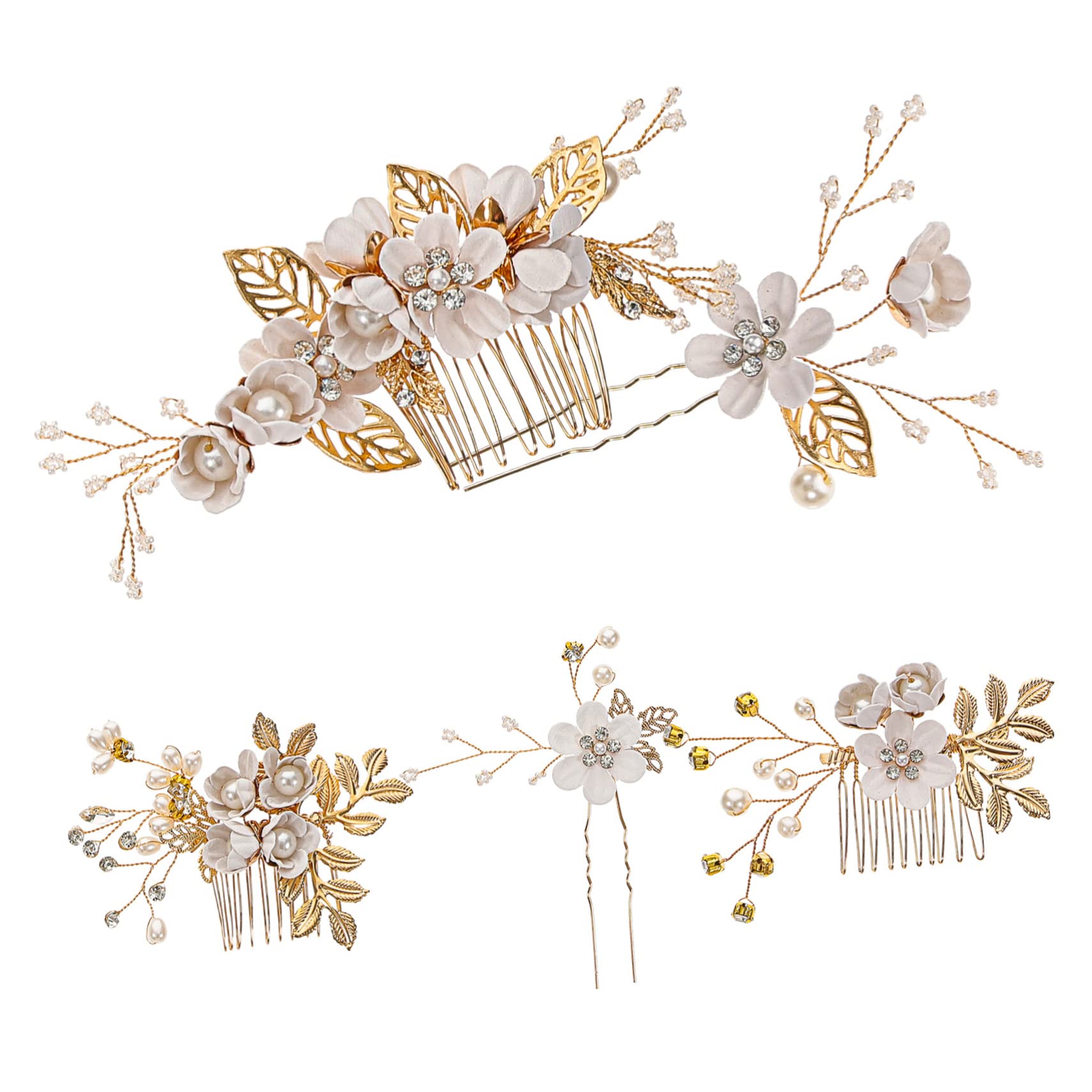 Healeved 5ensembles Épingles à Cheveux Perles Blanches Et Fleurs Accessoires Élégants Pour Mariage Et Cérémonies