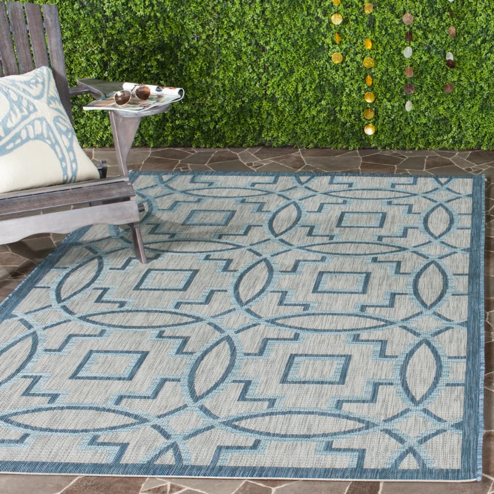 Tapis à poil court SAFAVIEH Courtyard gris et marine de haute qualité 160x231 cm
