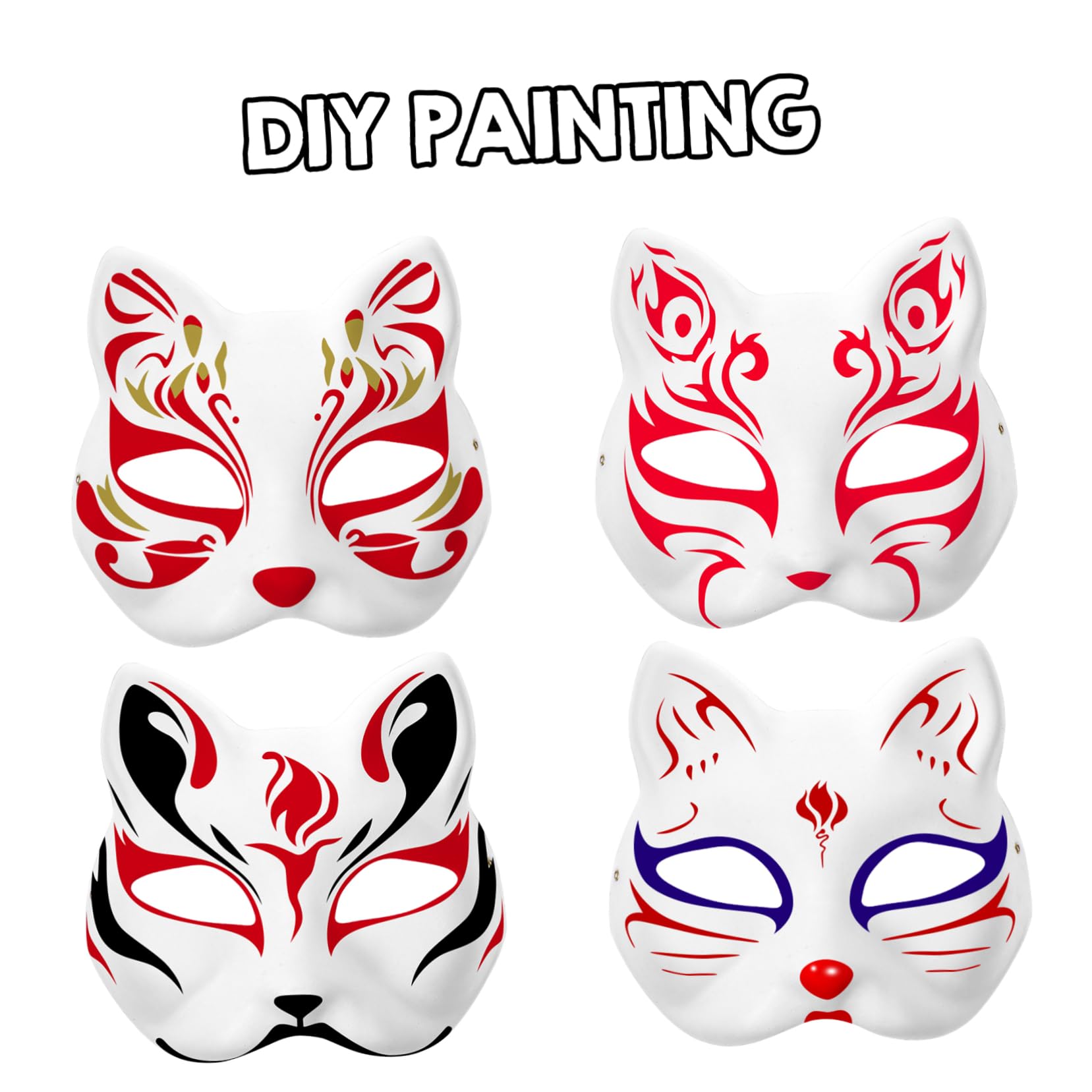 Amazon.co.jp: STOBOK 狐 お面 無地 狐面 DIY 仮面 きつね 未