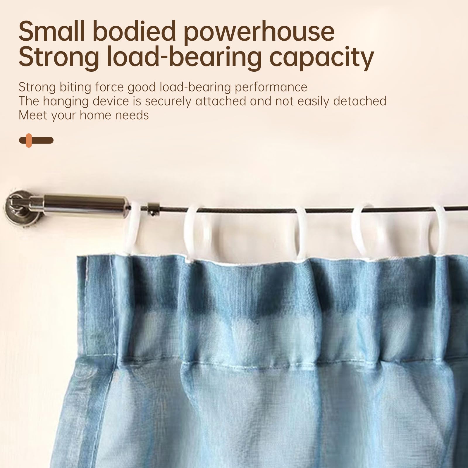 HaiFanWJ Cord Hanging System Wall Mounted Cord Set Stainless Steel 16.4 Ft (5 M) Tension Wire Window Clothesline Designed for Balconies and Bathrooms Complimentary 24 Hooks (Silver)