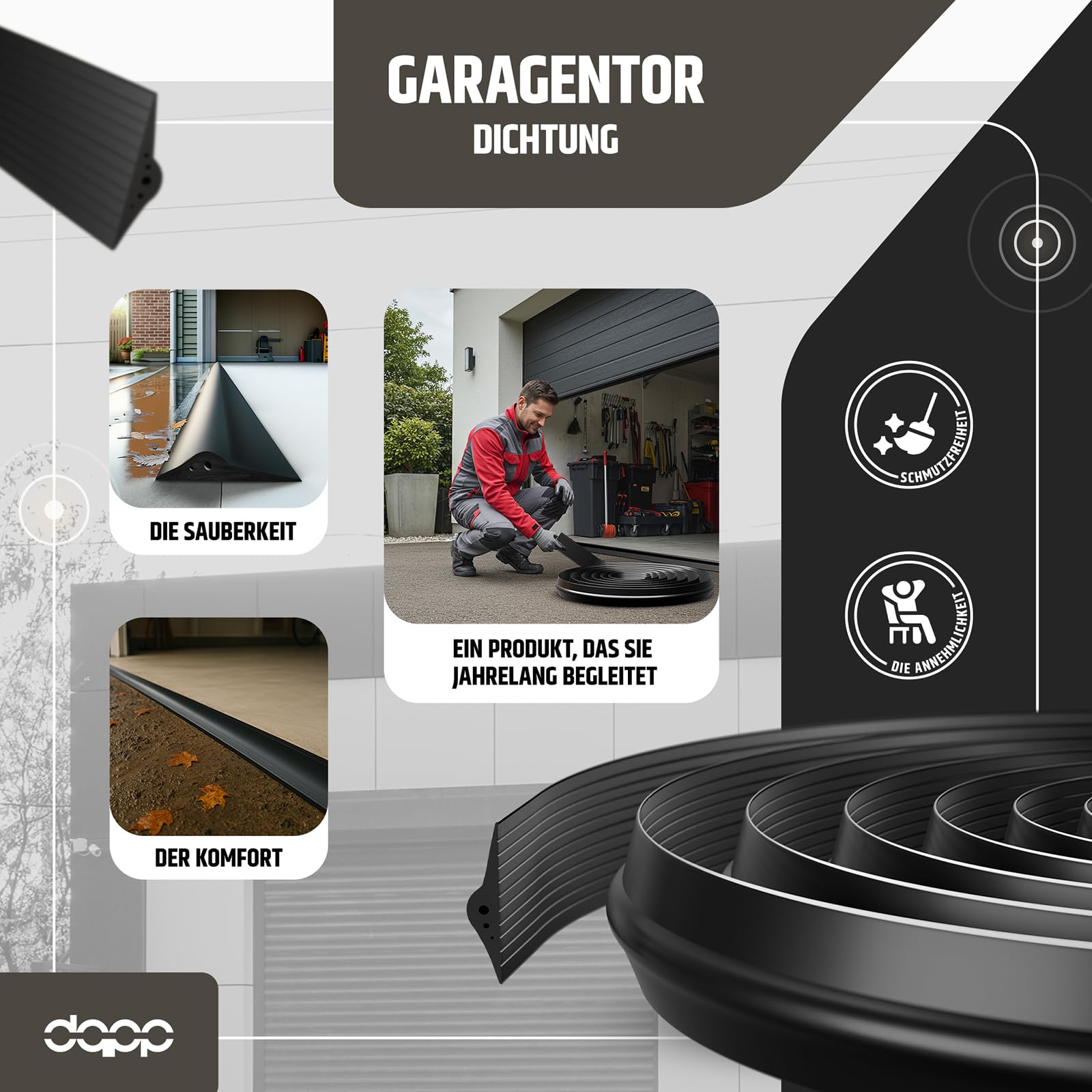 Guarnizione Soglia Garage EPDM 3m - 21x115mm, Nero, Con Colla Per Installazione - Foto 12