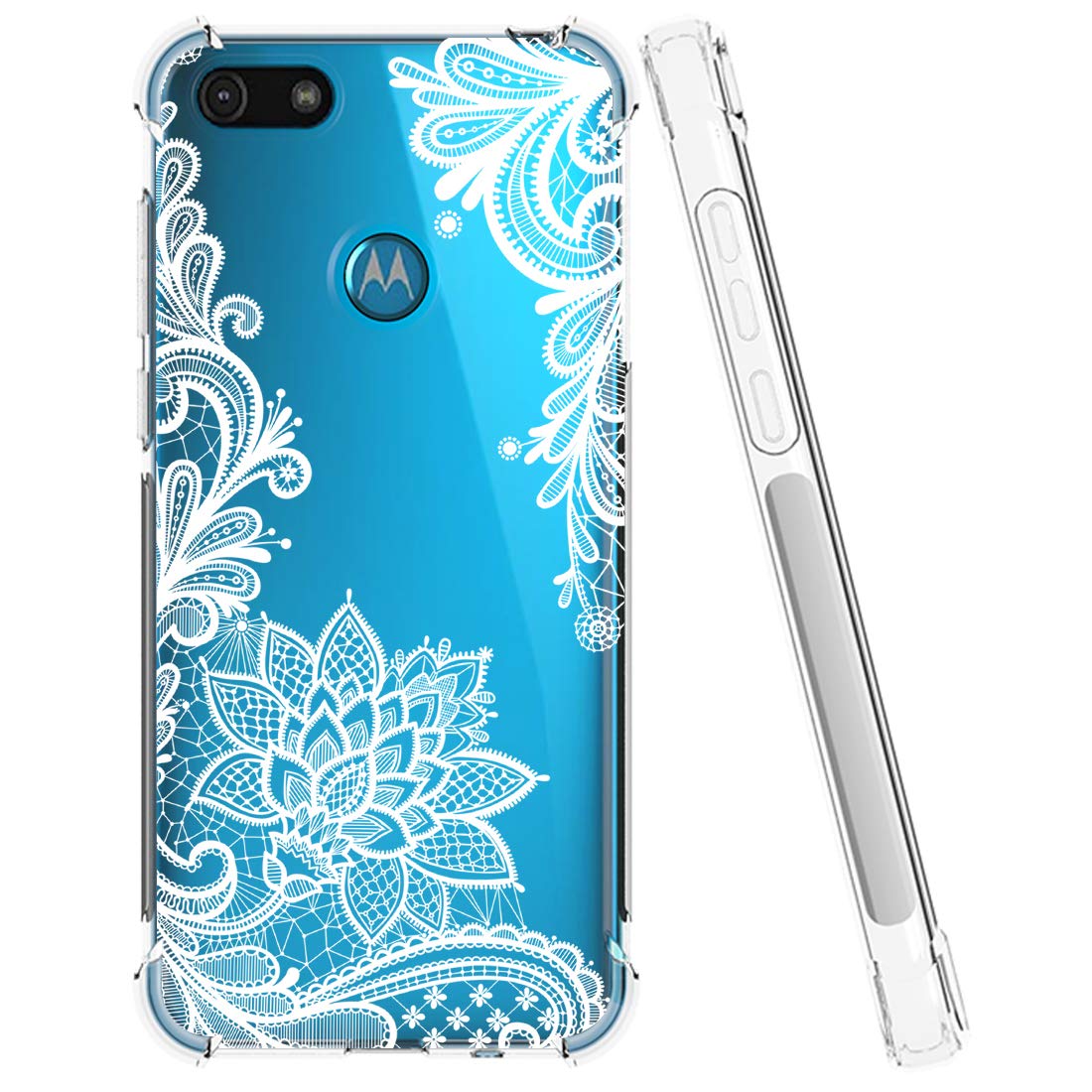 Sidande Funda Protectora para Moto E6 Play Case, Transparente con Flores protección Ligera y Flexible Cubierta de TPU Silicona Funda para Motorola Moto E6 Play Mándala