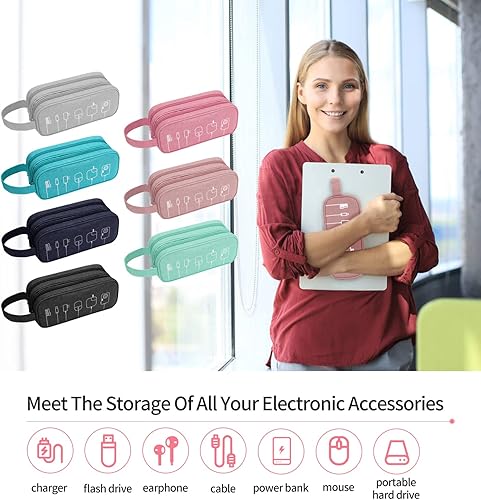 Miniatura 9 de HESTECH Organizador de cargador, organizador electrónico de viaje, organizador de cables de cable, bolsa de viaje para accesorios electrónicos