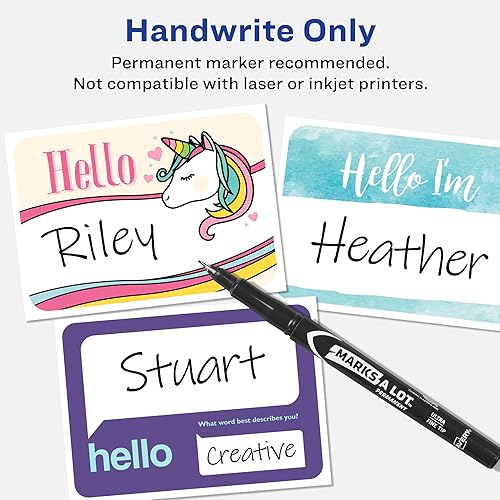 Miniatura 4 de Avery Etiquetas de nombre de invitados de boda de alta calidad, para novia y novio, sin levantamiento sin rizos, 80 calcomanías de nombre escritos a