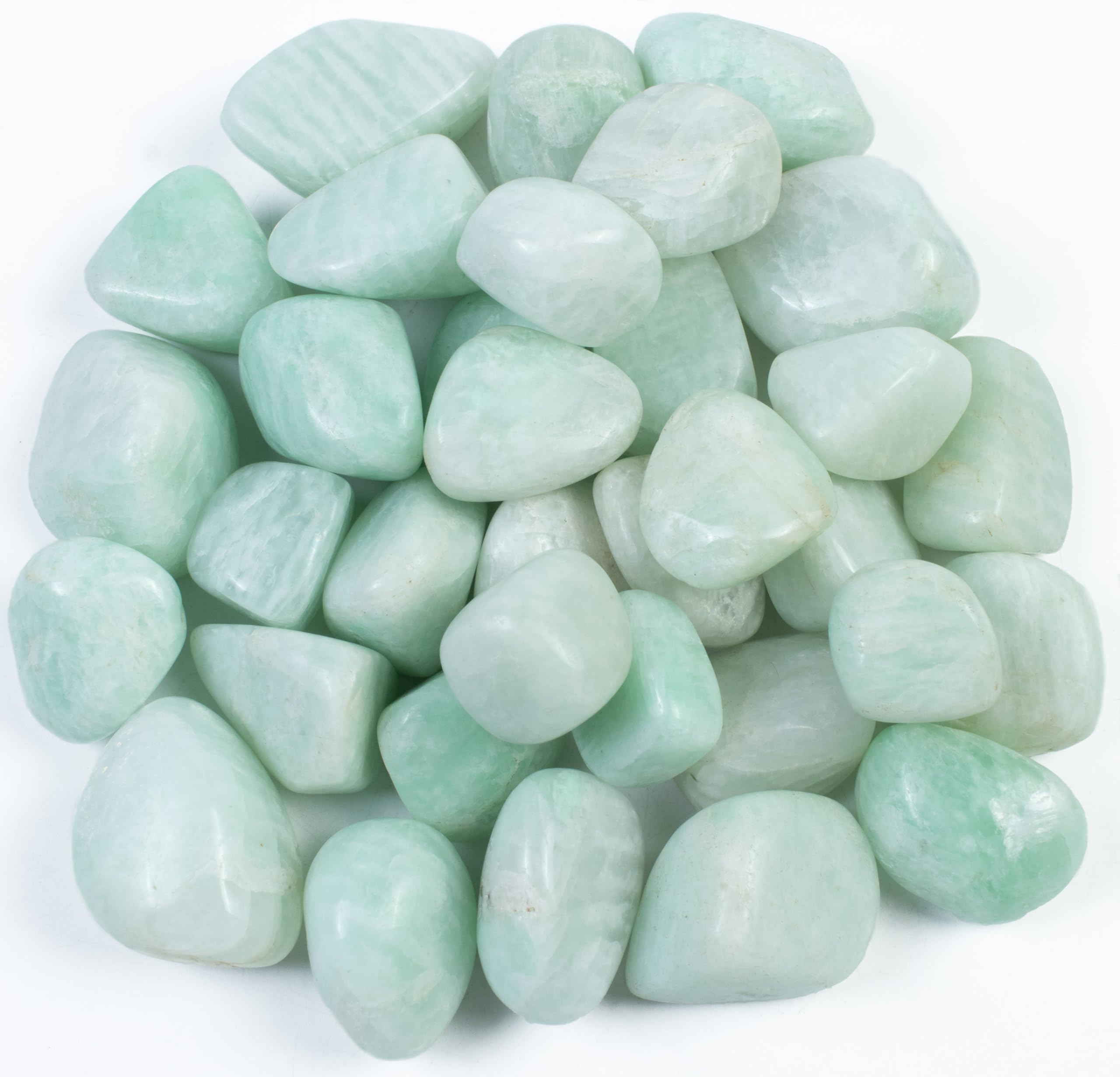 Crocon 1LB Amazonite Tumbled Stones and Crystals bulk 2000+ Carats Natural Crystal Kit for Reiki Healing Crystal Polished, Tumble Stones, Chakra
