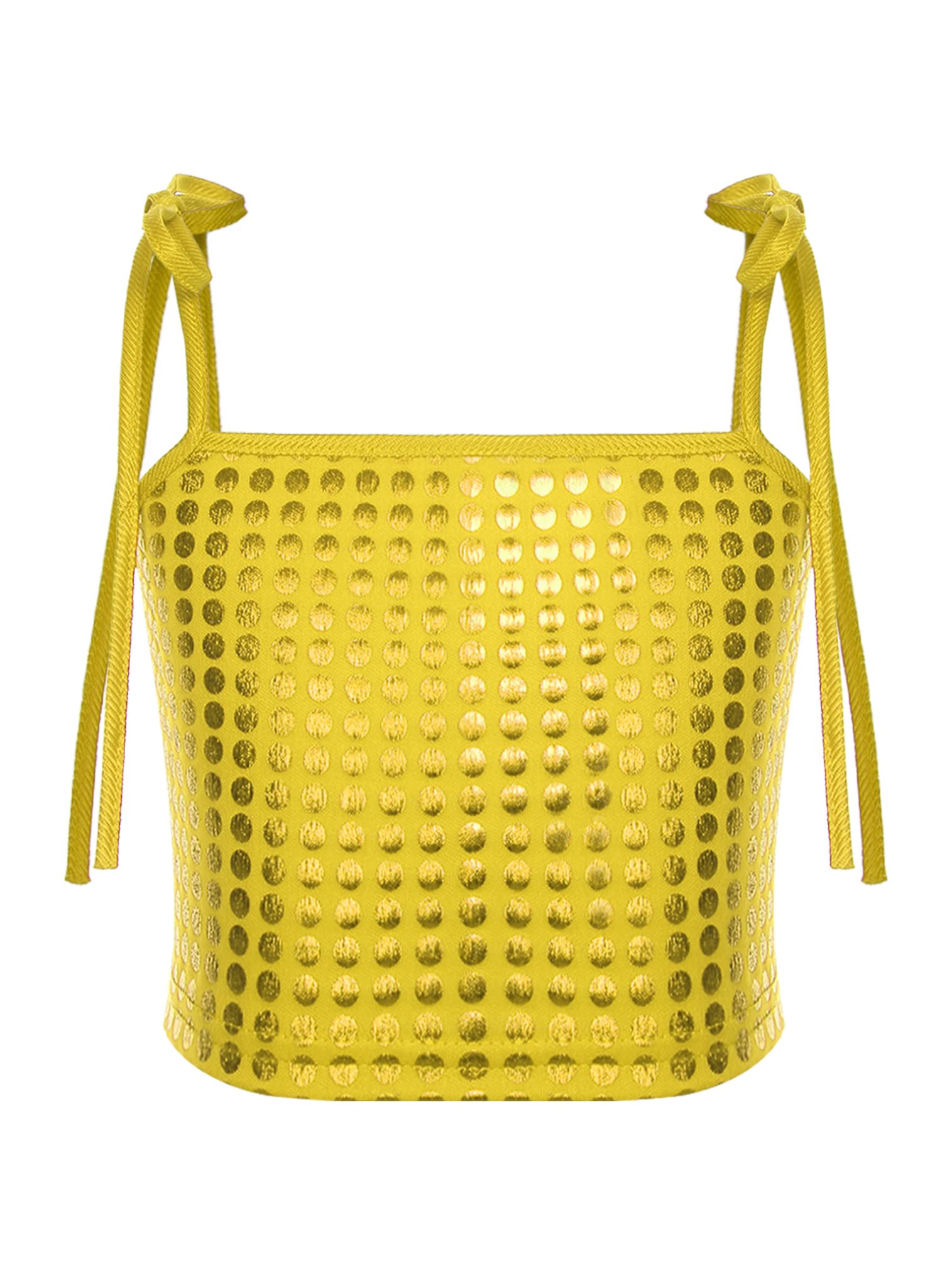 easyforever Girls Sparkle Dance Crop Top Sleeveless Lace-up Camisole Tank Top Modern Jazz Hip Hop Performance Shirt Gold 2-3 Years