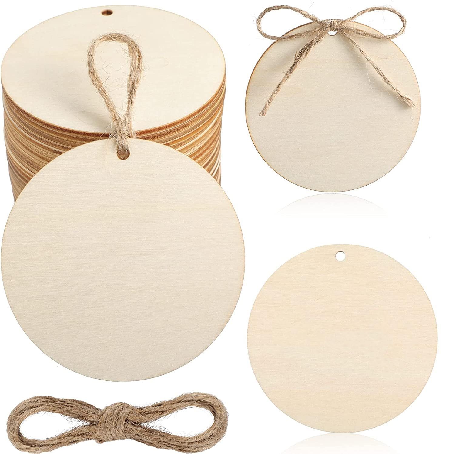 6 pezzi di diametro di 25,4 cm ornamenti natalizi in legno, dischi in legno con fori per fai da te, ornamenti in legno grezzo vuoto, decorazioni natalizie, decorazioni da appendere