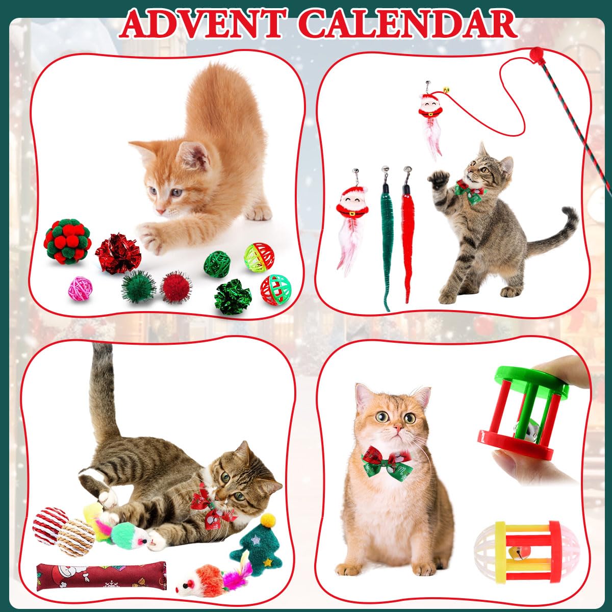 Calendario Dell'Avvento 2025 Per Gatti - 24 Giocattoli Inclusi | Conto Alla Rovescia Natalizio Per Gattini E Amanti Degli Animali