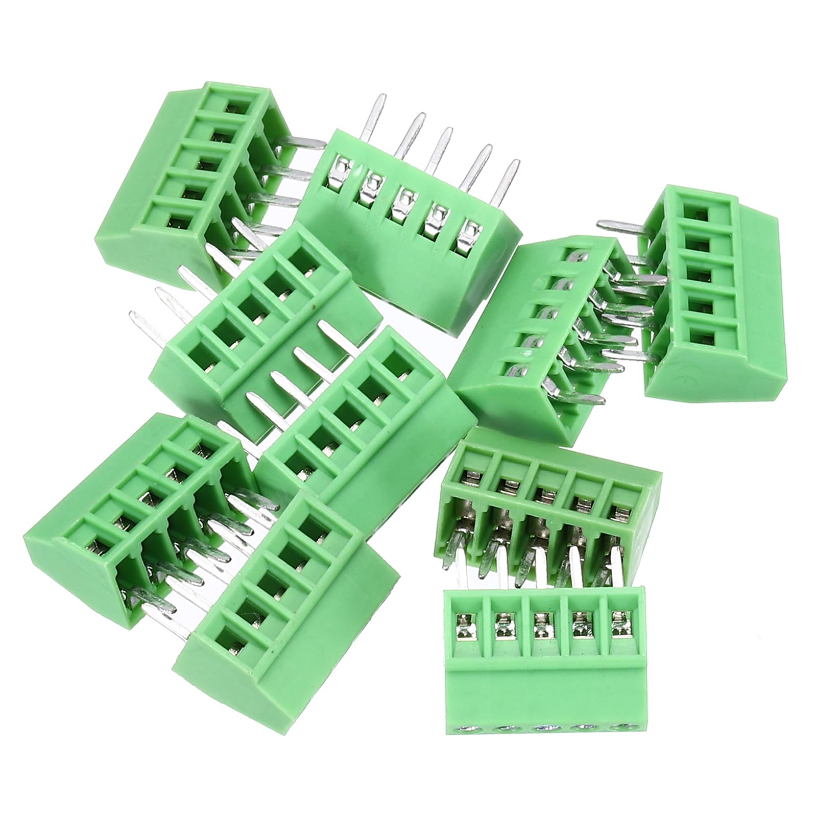 MECCANIXITY 10PCS 5-Pin PCB Mount Screw Terminal Block Connectors 2.54mm/0.1inch Pitch Circuit Board Connectors for Home Appliances, Industrial Projects