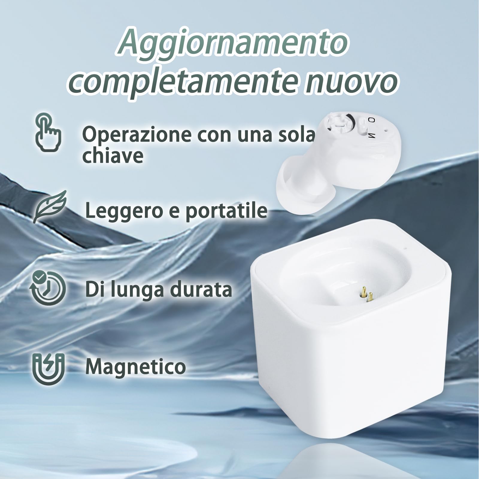 Attrezzatura migliorata per la riduzione del rumore, leggera e portatile da 3,3 g, ricarica rapida magnetica, funzionamento con un solo pulsante, facile da usare(bianco)