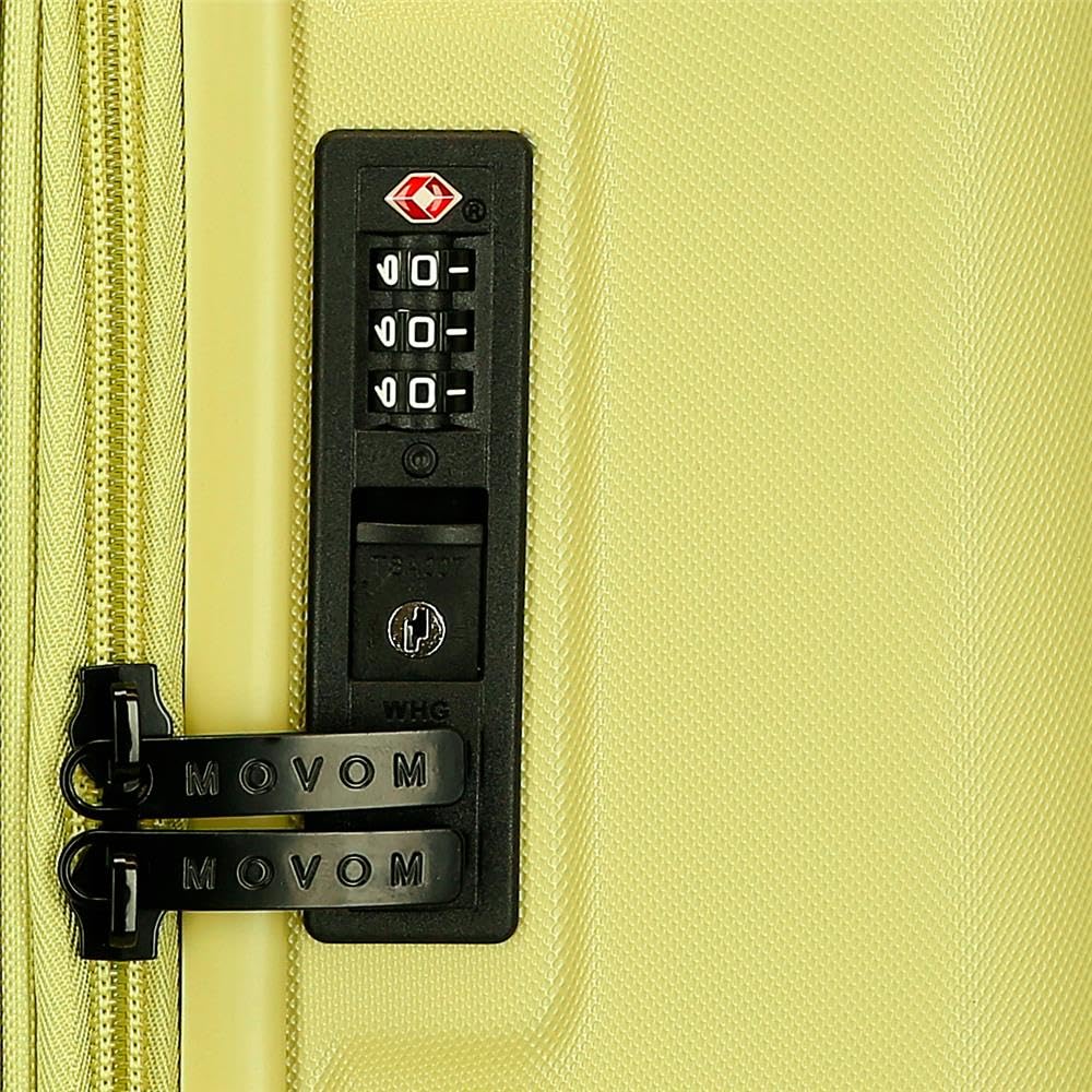 MOVOM Wood, Maleta de Cabina, Equipaje, Interior con Dos Compartimentos, Fabricada en ABS Material Resistente y Ligero, 4 Ruedas giratoriasCierre de combinación Lateral, De Joumma Bags