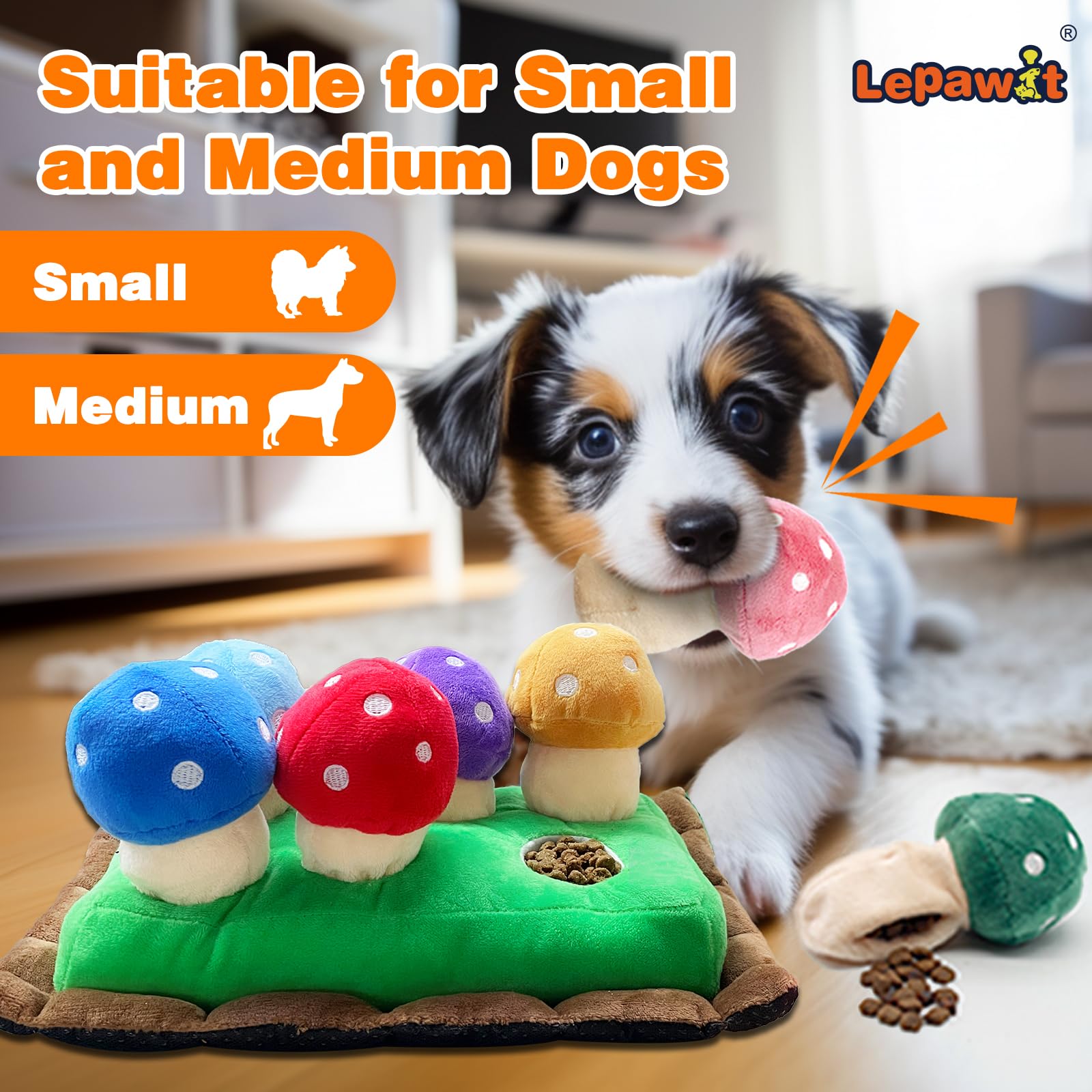Hide and Seek Dog Puzzle Zabawki interaktywne piszczące psy zabawki pluszowe smakołyki ukrywanie puzzli zabawki śmieszne zabawki dla psów dla małych średnich psów z 7 grzybami
