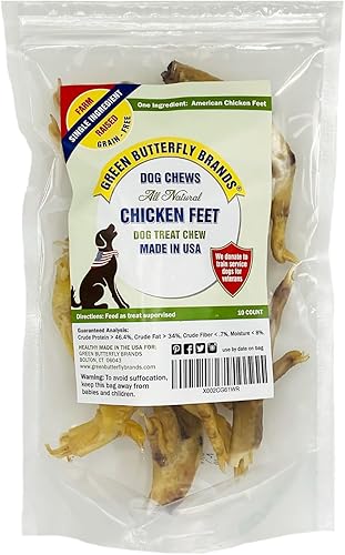 Green Butterfly Chicken Feet - Golosinas para perros, 100% naturales, de un solo ingrediente, masticables dentales para perros, hechos en Estados