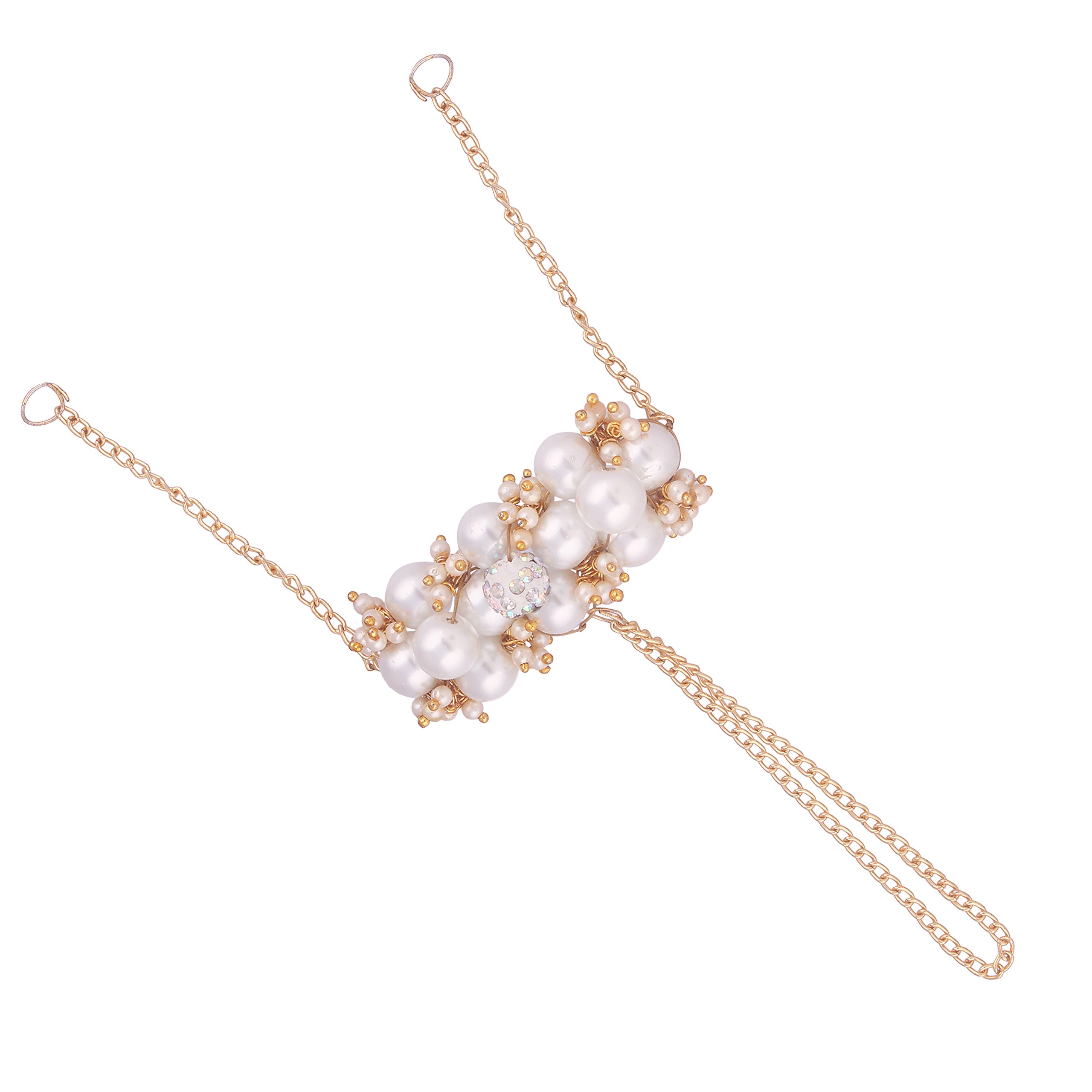 ACCESSHER jewellery Stylish Chain links, Shamballa ball and Pearl Ring Bracelet/Hathphool/Finger Ring loster lock Bracelet for Girls and Women pack of 1 (B075M9QVBZ) Amazon Price History, Amazon Price Tracker