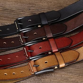 100% Leather Belt Vintage Men's Jeans Workwear Leather Belt