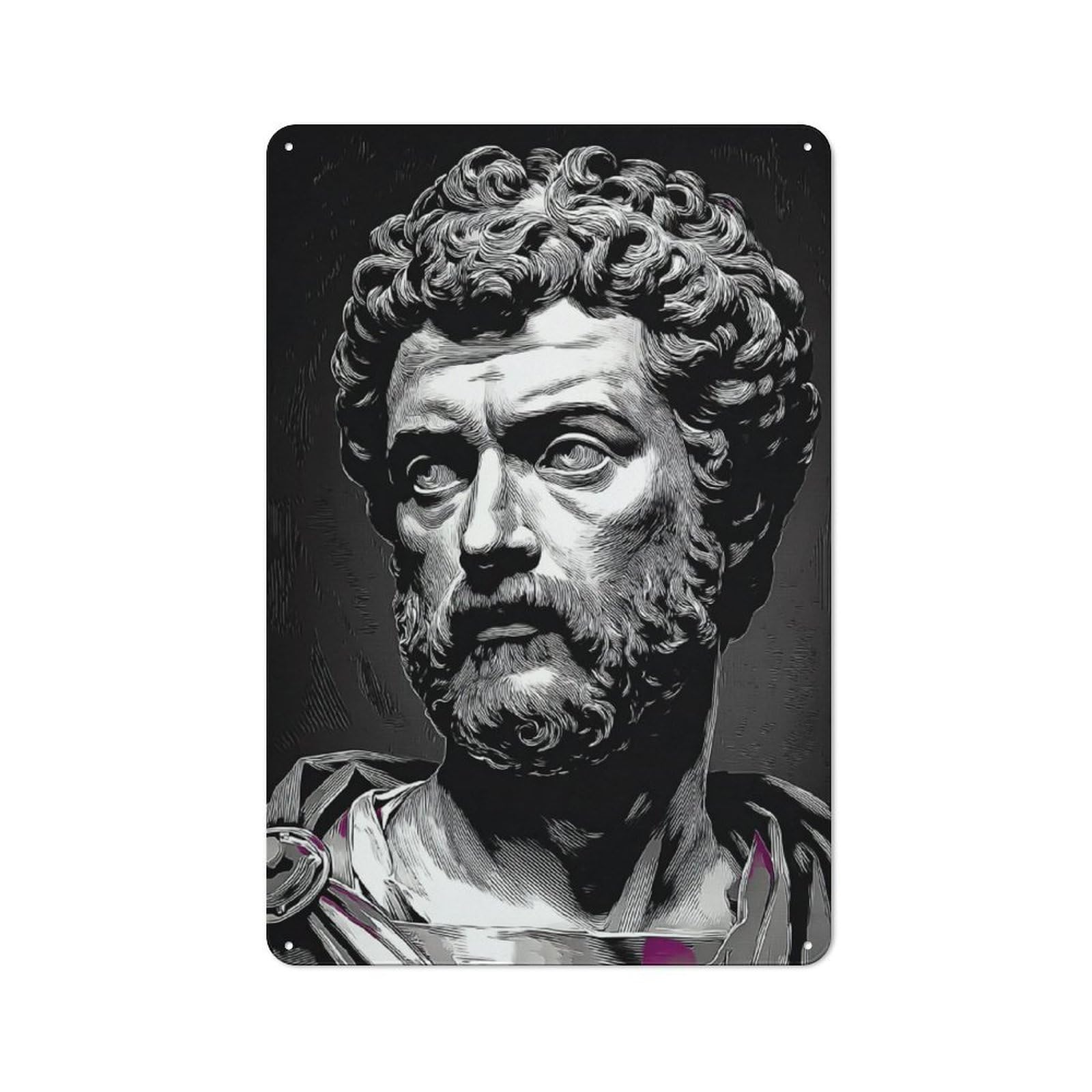Junmoney Roman Emperor Portrait Sculpture Smart Metal Wall Decor 30X20cm, Office Metal Sign For Office, Study, Studio Or Hallway