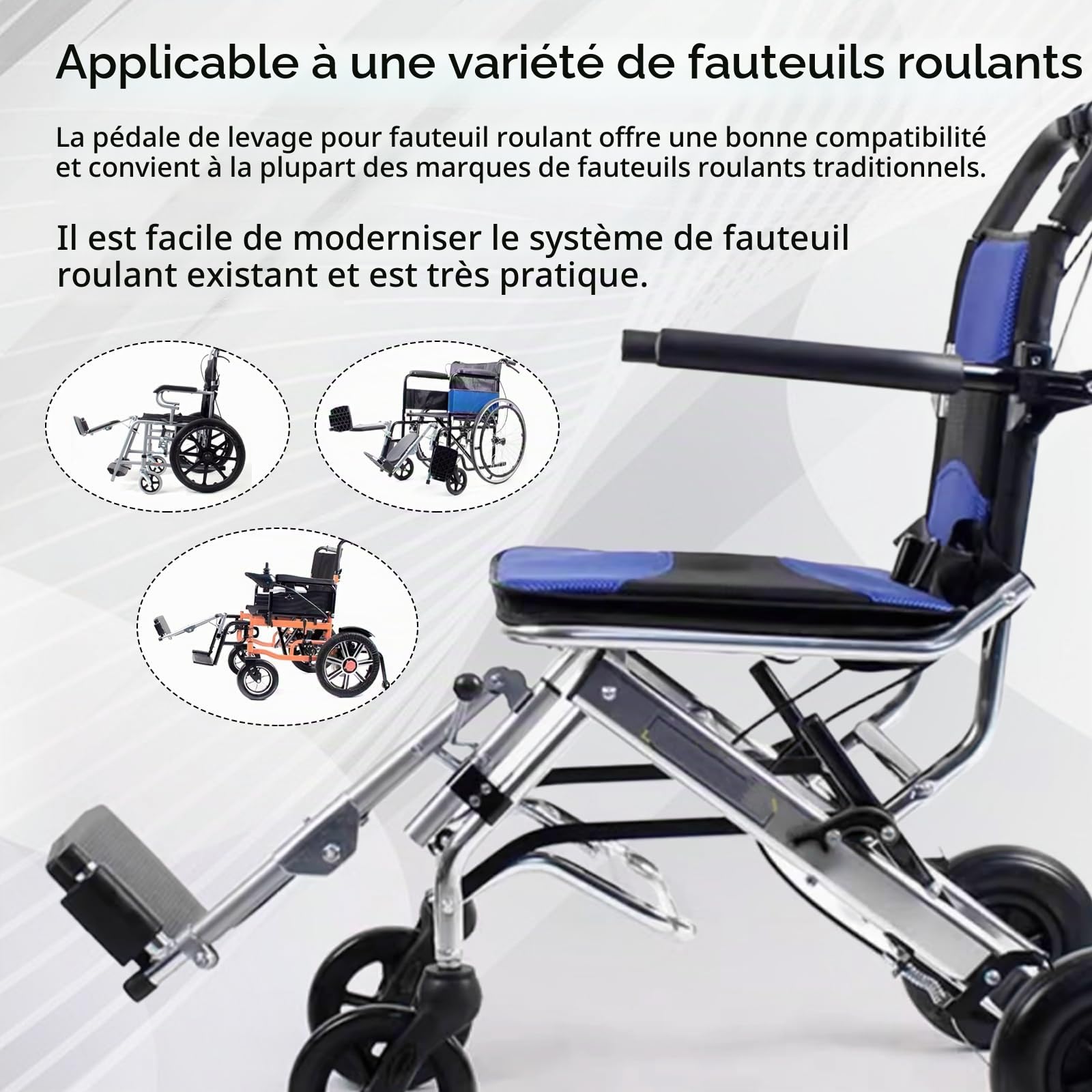 Repose-Jambes Relevables Pour Fauteuils Roulants Universel Fauteuil Roulant éLéVateur De Jambes Avec Repose-Pieds 100 Kg Support 90° à 180° De D'Angle RéGlable Pour Personnes (gauche)