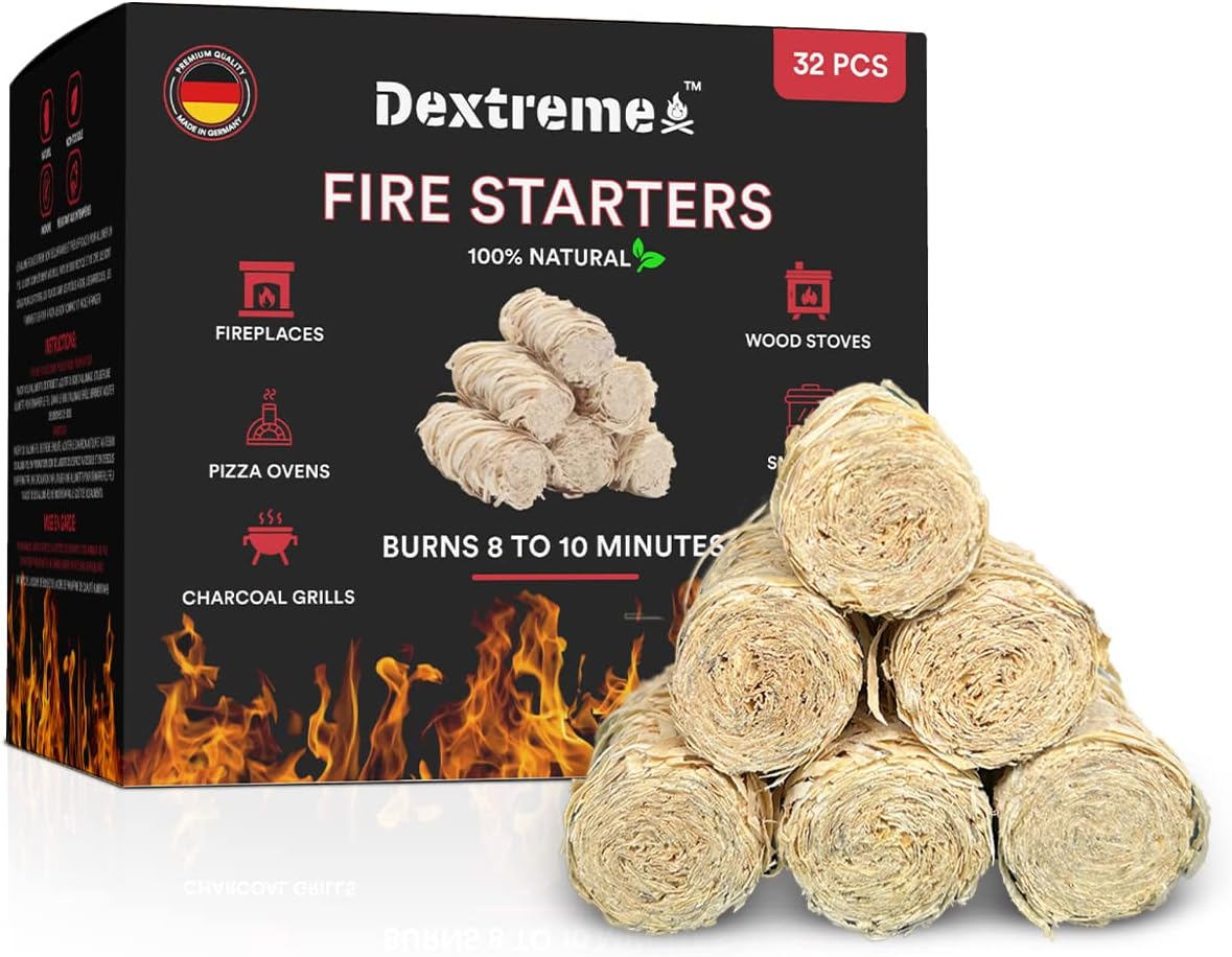 Dextreme Fire Starters 32 pcs Natural Tumbleweeds Firestarters for BBQ, Campfires, Fireplace
