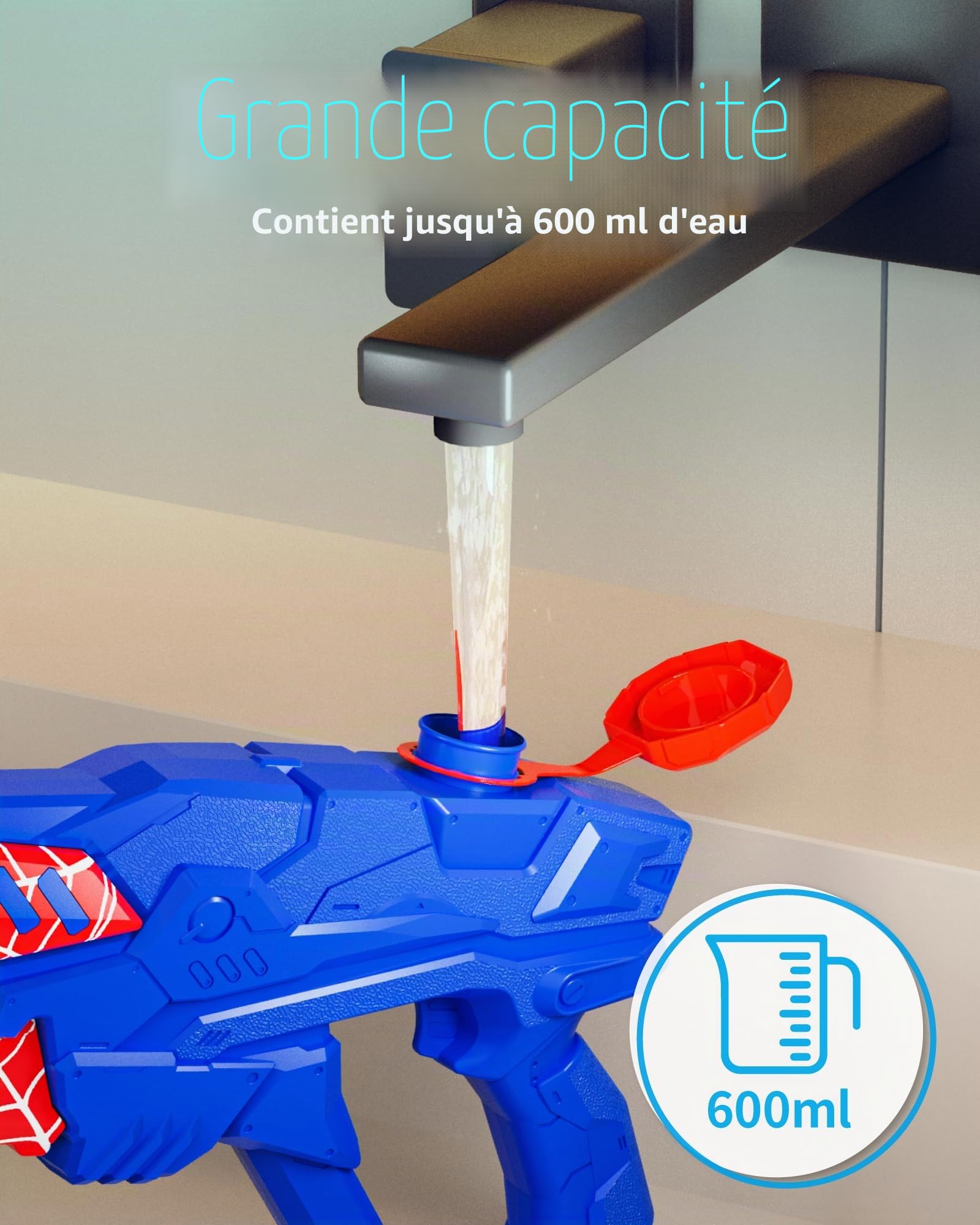 Kizmyee – Pistolet à Eau 600 Ml, Puissance Et Portée De 8 à 10 M, Pour Enfants Et Adultes, Parfait Pour La Plage Et La Piscine