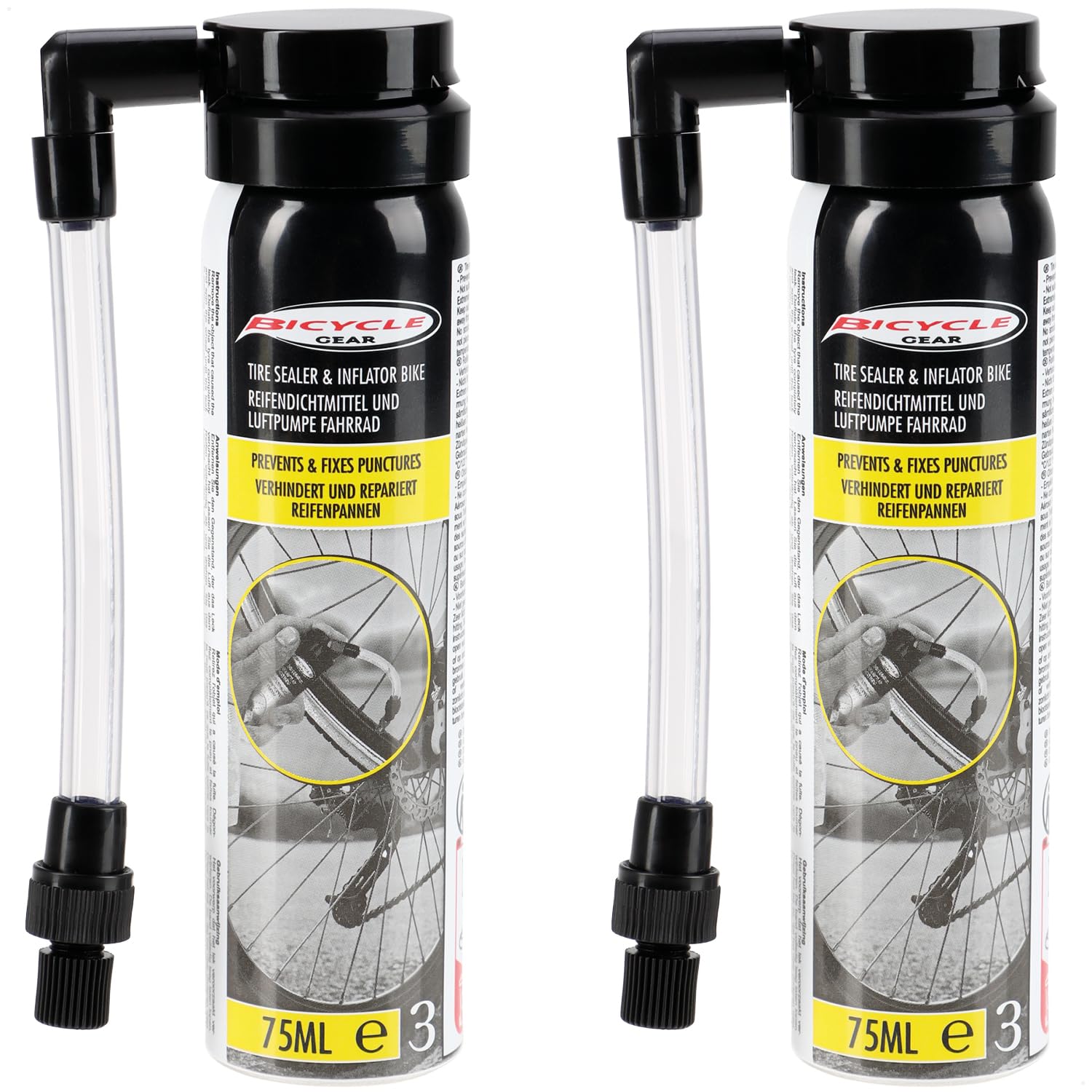 com-four® Spray antipinchazos para Bicicletas - Ayuda inmediata en Caso de pinchazos - Spray sellador para cámaras de Bicicleta