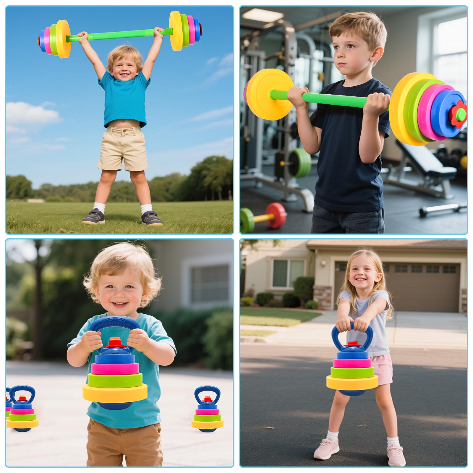 Amazon.com: Kasebro Toddler Weights Gym Set Barbell Kettlebell