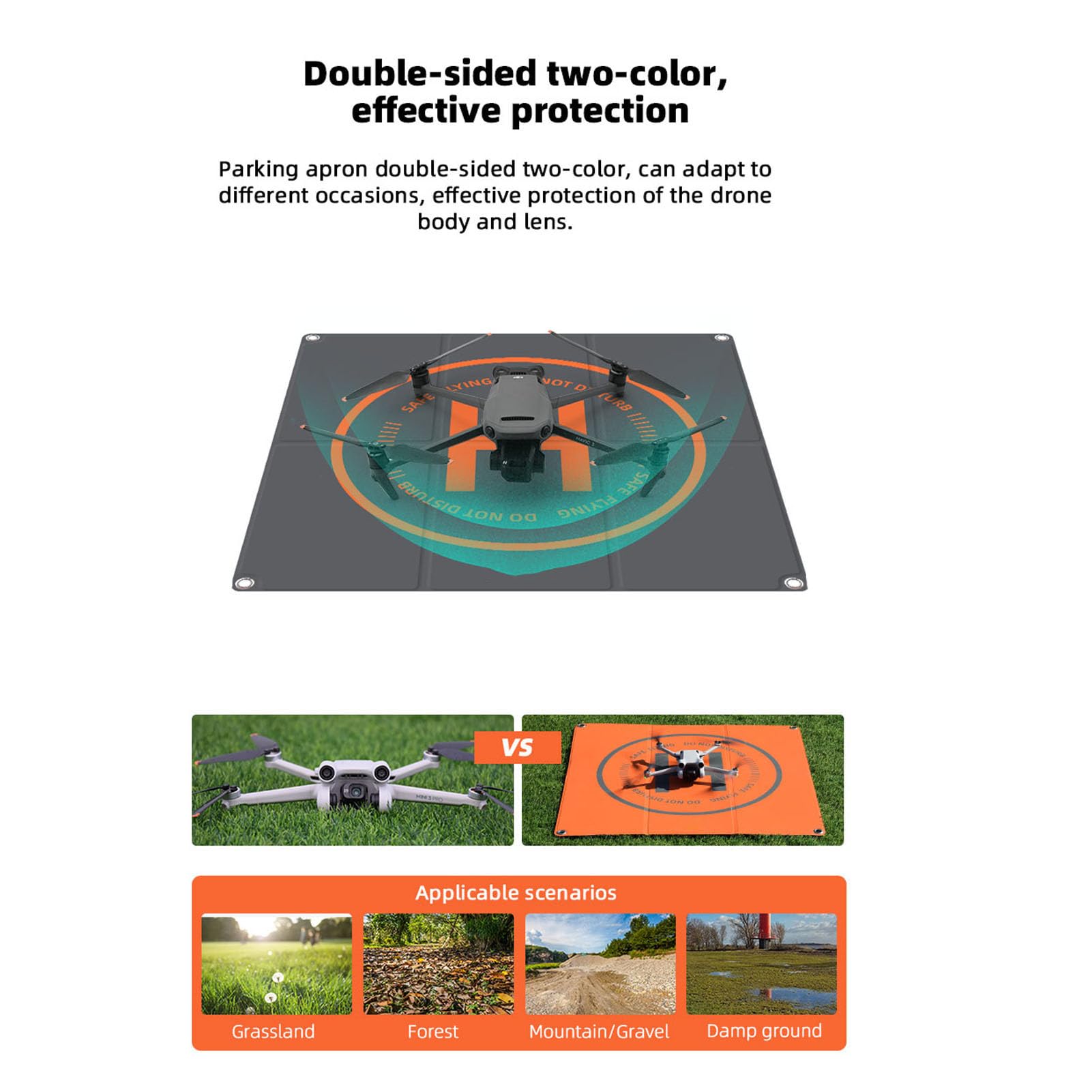 ASHATA Składany Lądowisko dla Drona z dwustronną skórą PU, 25,6 Cala | Waterproof Helipad Fit for 3, Mini 3 Pro, with Ground Nails, for Outdoor Flying