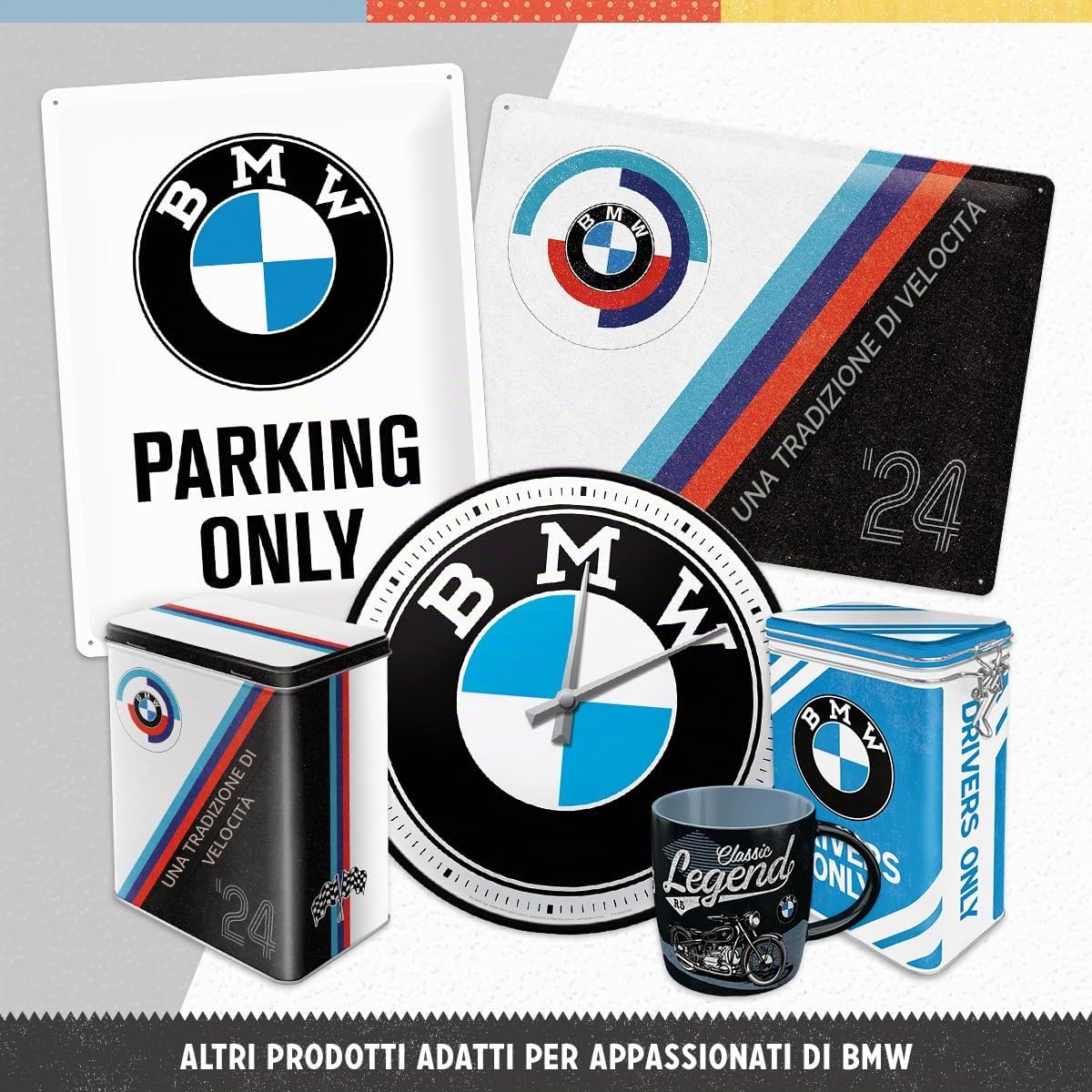 Nostalgic-Art Orologio da muro retrò, Ø 31 cm, BMW – Logo
