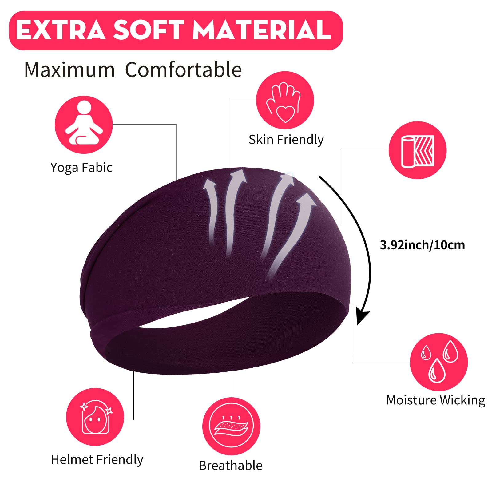 RITOPER - Diademas de Entrenamiento para Mujer, Antideslizantes, supersuaves, para Yoga, Correr, Entrenamiento, Bandas elásticas para el Cabello para Mujer, Diademas para el Cabello
