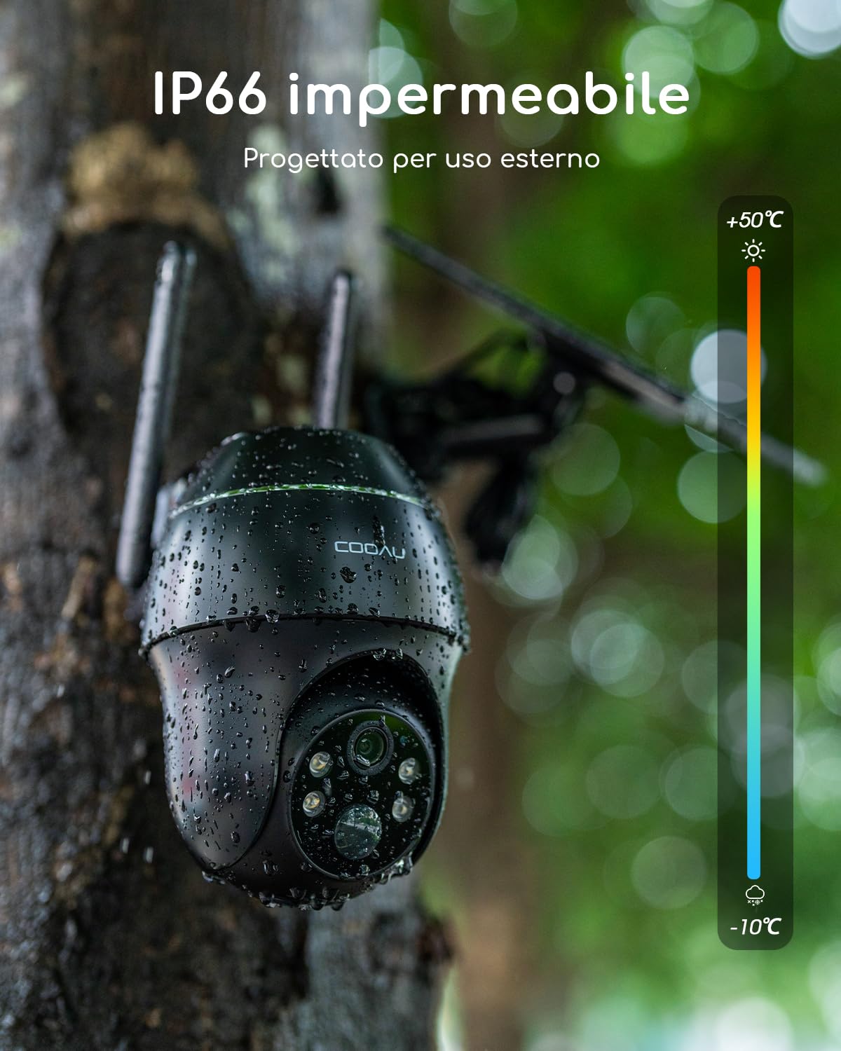 COOAU 4G Telecamera Esterno con SIM e pannello solare,2K Telecamere Batterie Senza Fili,360°PTZ Videocamera Sorveglianza,Visione Notturna a Colori,Audio Bidirezionale,IP66