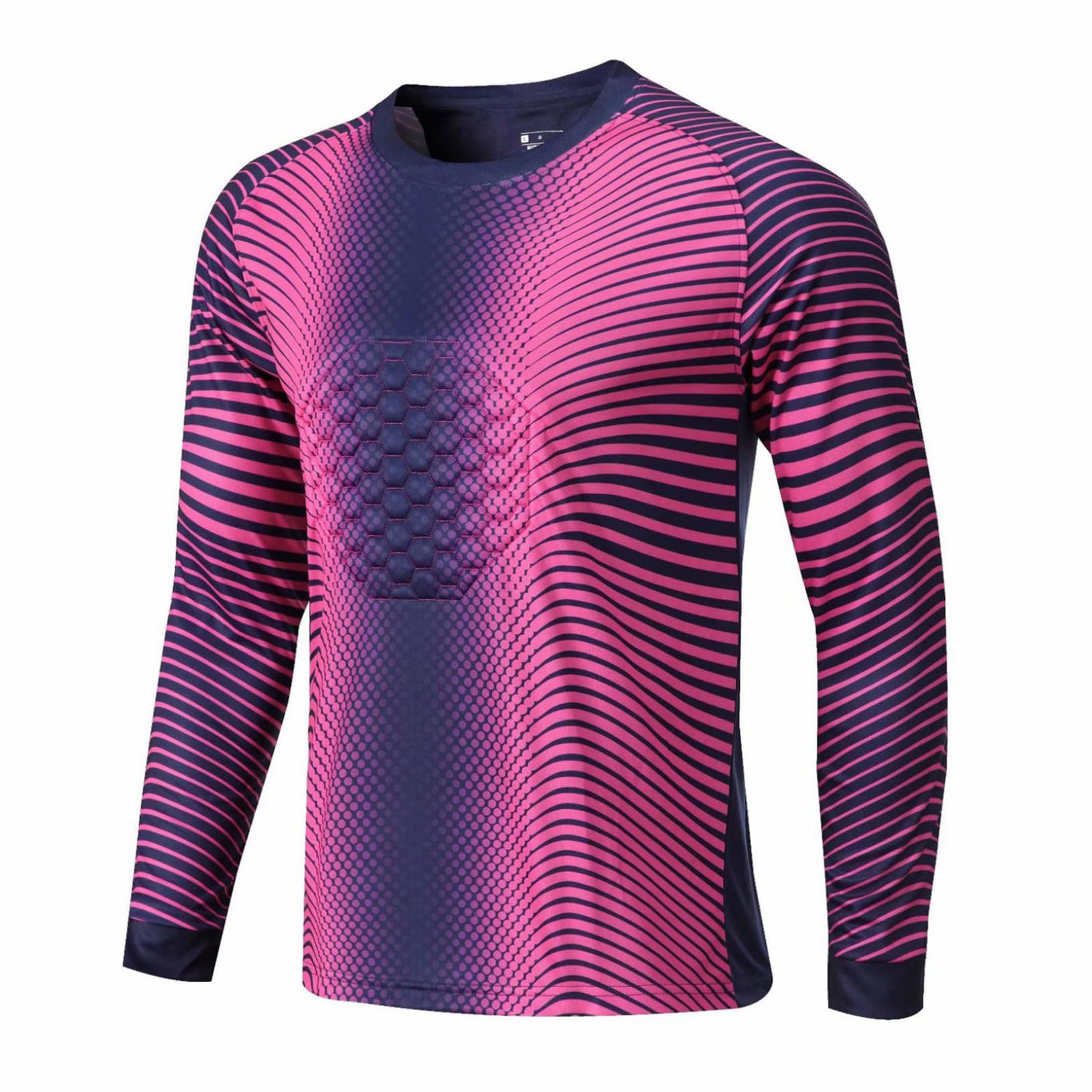 Yeahdor Kids Goalie Shirt Soccer Goalkeeper Jersey Long Sleeve Football Training Uniform Sport Workout Activewear Navy Blue&Hot Pink 5-6 Years