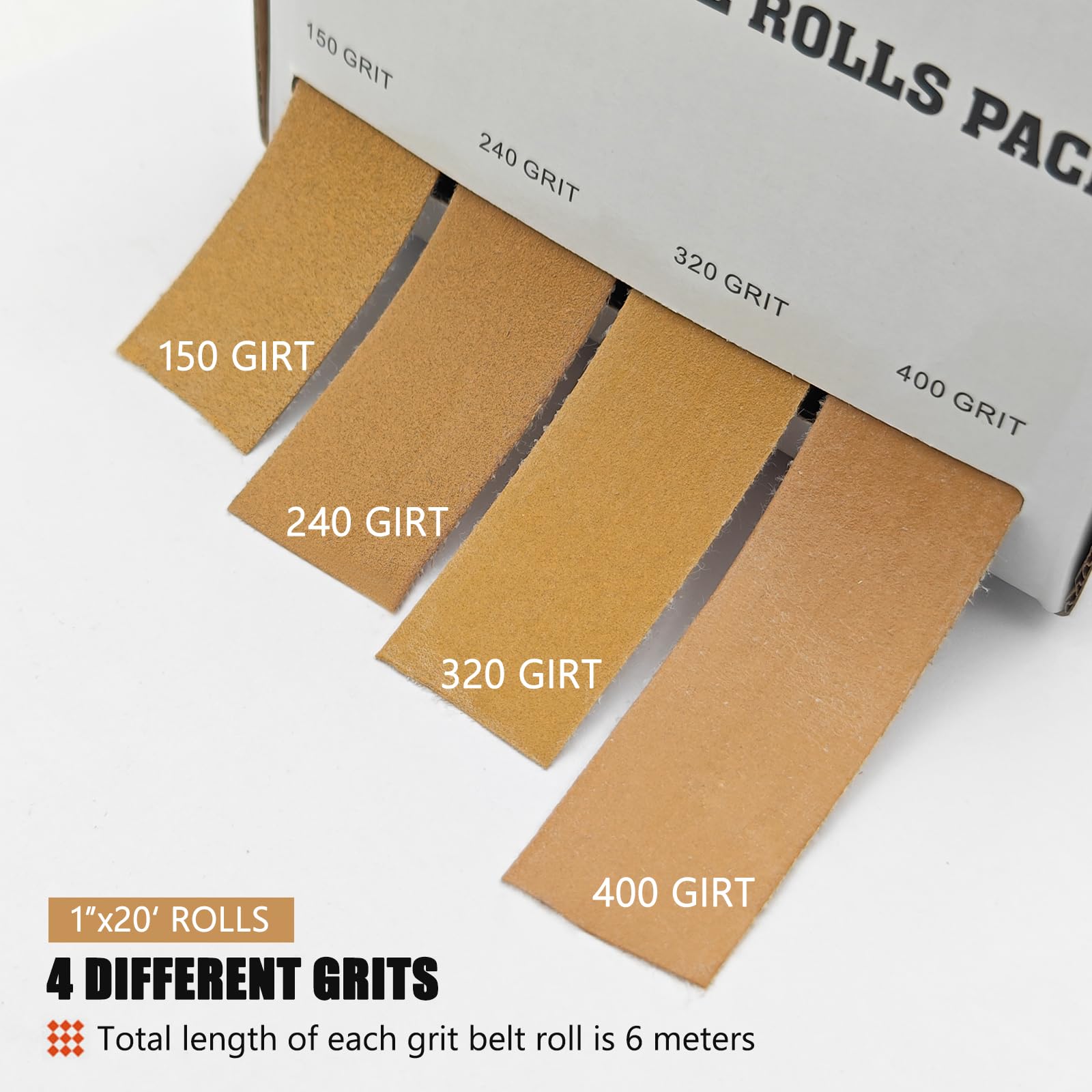 Kit de lijadora de mano, papel de lija surtido de microlijadoras de grano 150, 240, 320, 400, papel de lija con 2 lijadoras de detalles para manualidades, pulido de madera, 4 rollos de 6