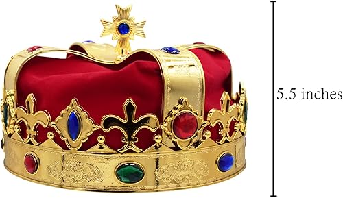 Vista 2 de Sombrero de oro para adultos, corona de rey real, reina, accesorio para disfraz de Wiseman de Halloween