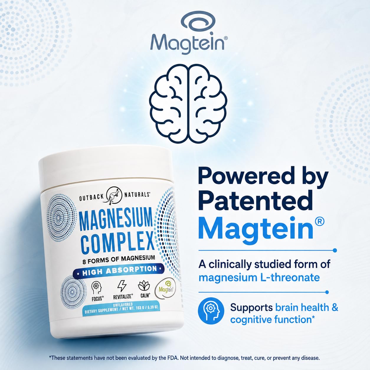 Magnesium Complex Powder - 8 Types of Magnesium, L-Threonate (Magtein), Glycinate, Malate, and More for Brain Health, Relaxation, Maximum Absorption - Unflavored, 30 Servings — Amazon image 3