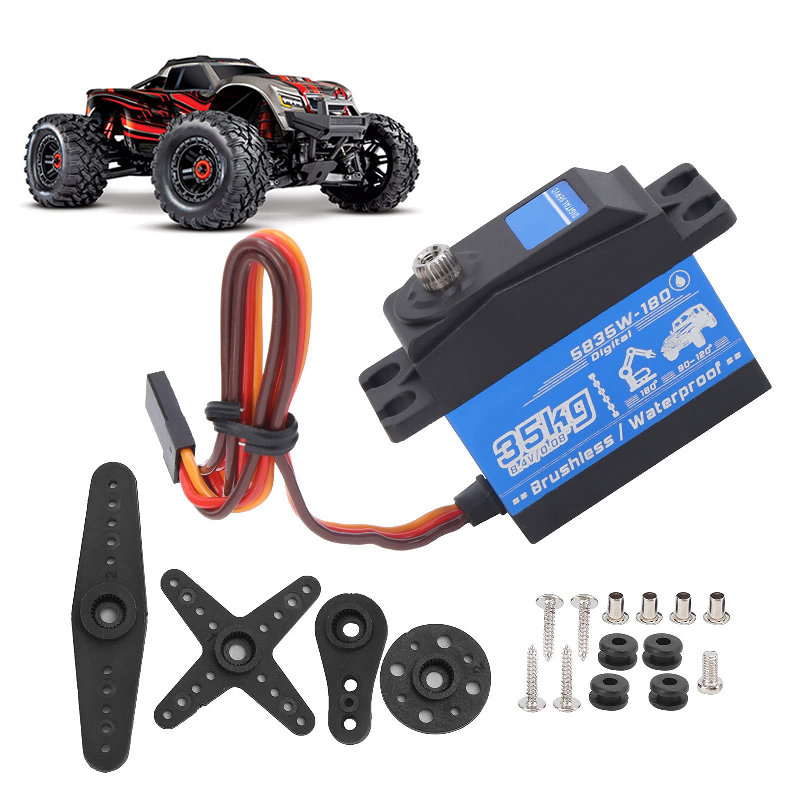 Servomotore brushless impermeabile da 35 kg per auto e robot RC in scala 1/8 e 1/10.