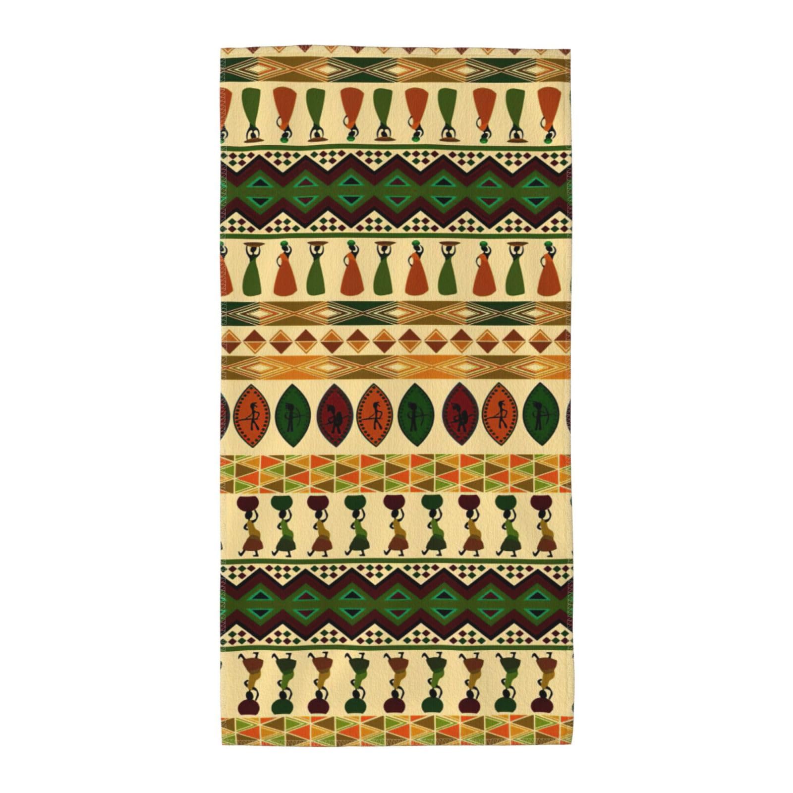 SDEGTHO Bohemia Style Traditional African Pattern Fashion Printed Bath Towel High Water Absorption For Hiking Trip