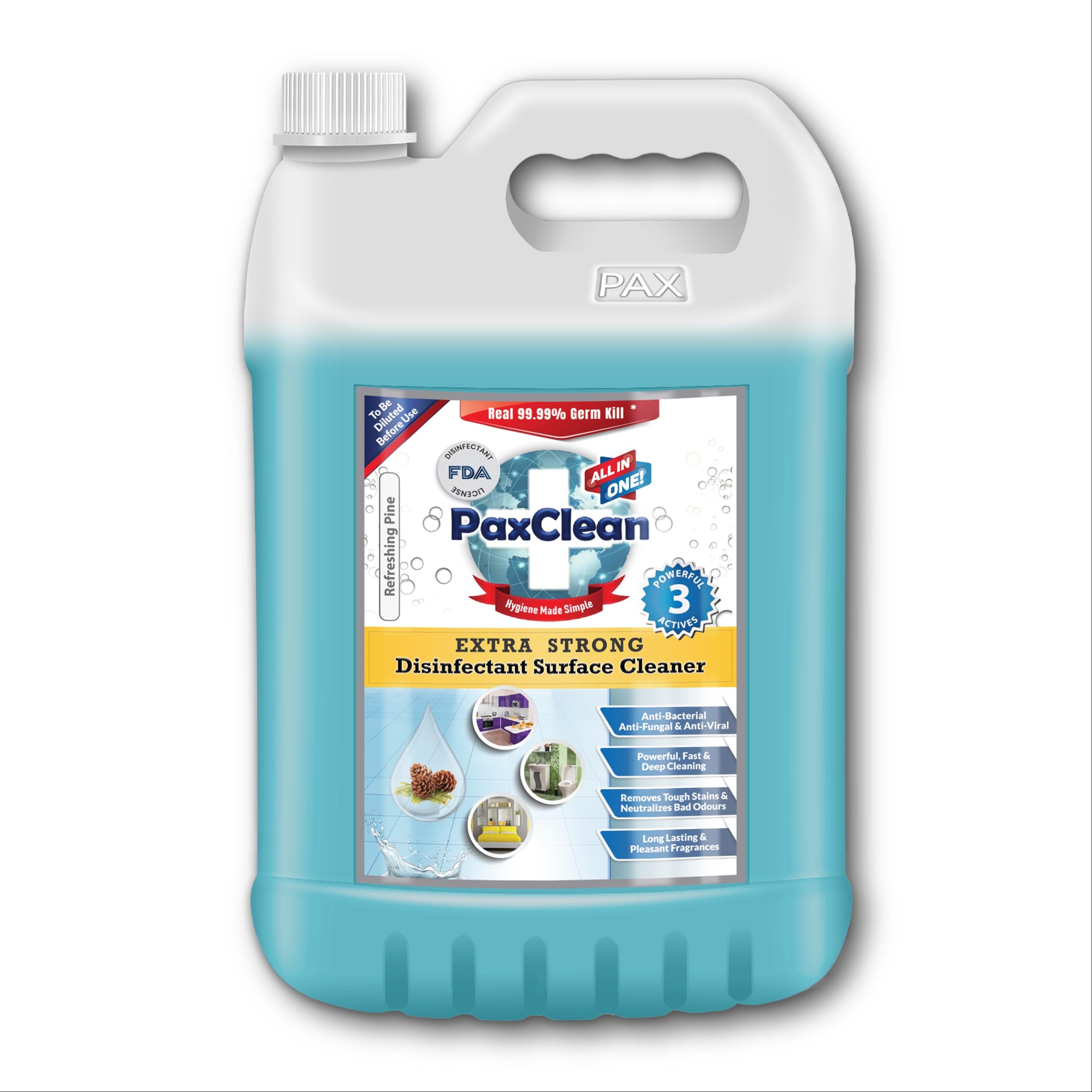 PaxClean Extra Strong Surface & Floor Cleaner Disinfectant with 99.99% Germ Kill (Refreshing Pine), 5L (B09FDX91YR) Amazon Price History, Amazon Price Tracker