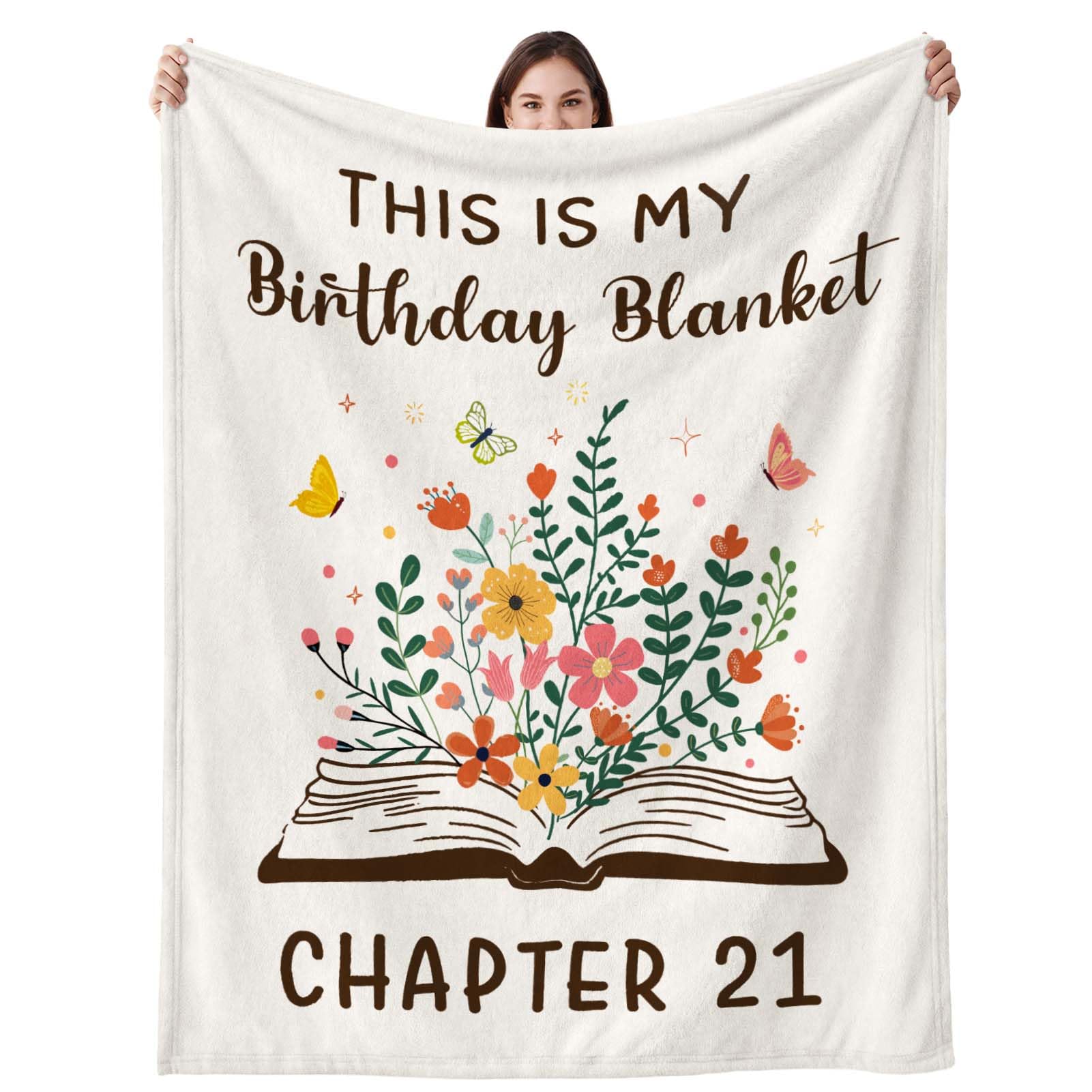 21st Birthday Gifts for Him Her, Chapter 21 Floral Book Flannel Throw Decorations for 21 Year Old Girls Boys Daughter Son, Unique Gift Ideas for 21st Birthday Female Male Friends — image 1