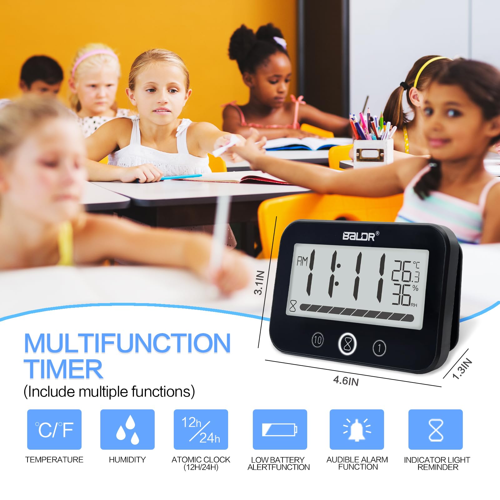 Waterproof Bathroom Timer Shower Wall Clock with Temperature Humidity - Image 3