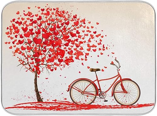 Alfombras de baño suaves de San Valentín con corazones y amor para bicicleta antideslizantes cubierta lavable alfombra absorbente decoración del